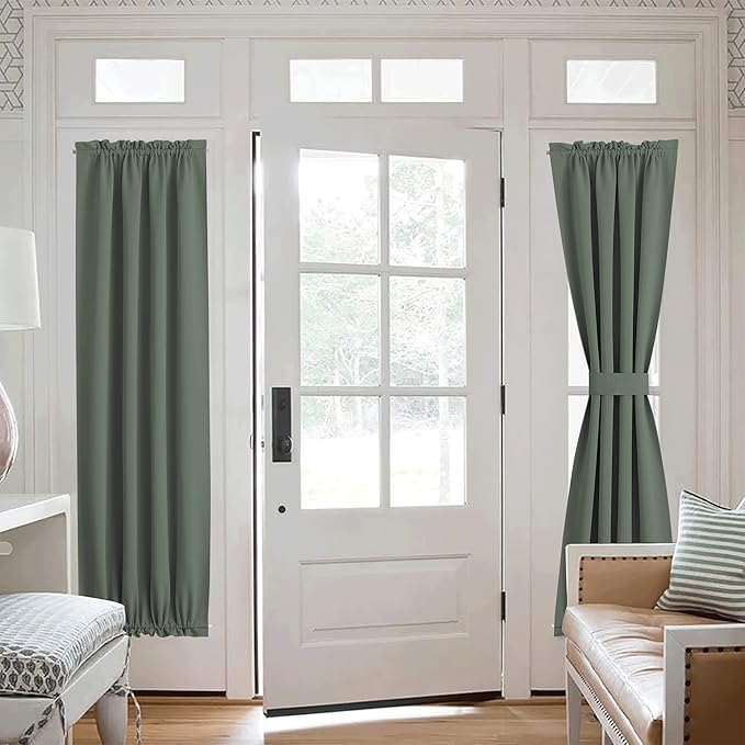NICETOWN Door Curtains - Thermal Insulated Blackout & Door Curtain Panel with Tieback, Window Covering for Living Room/Classroom (25 x 72 in, Dark Mallard, 1 Panel)