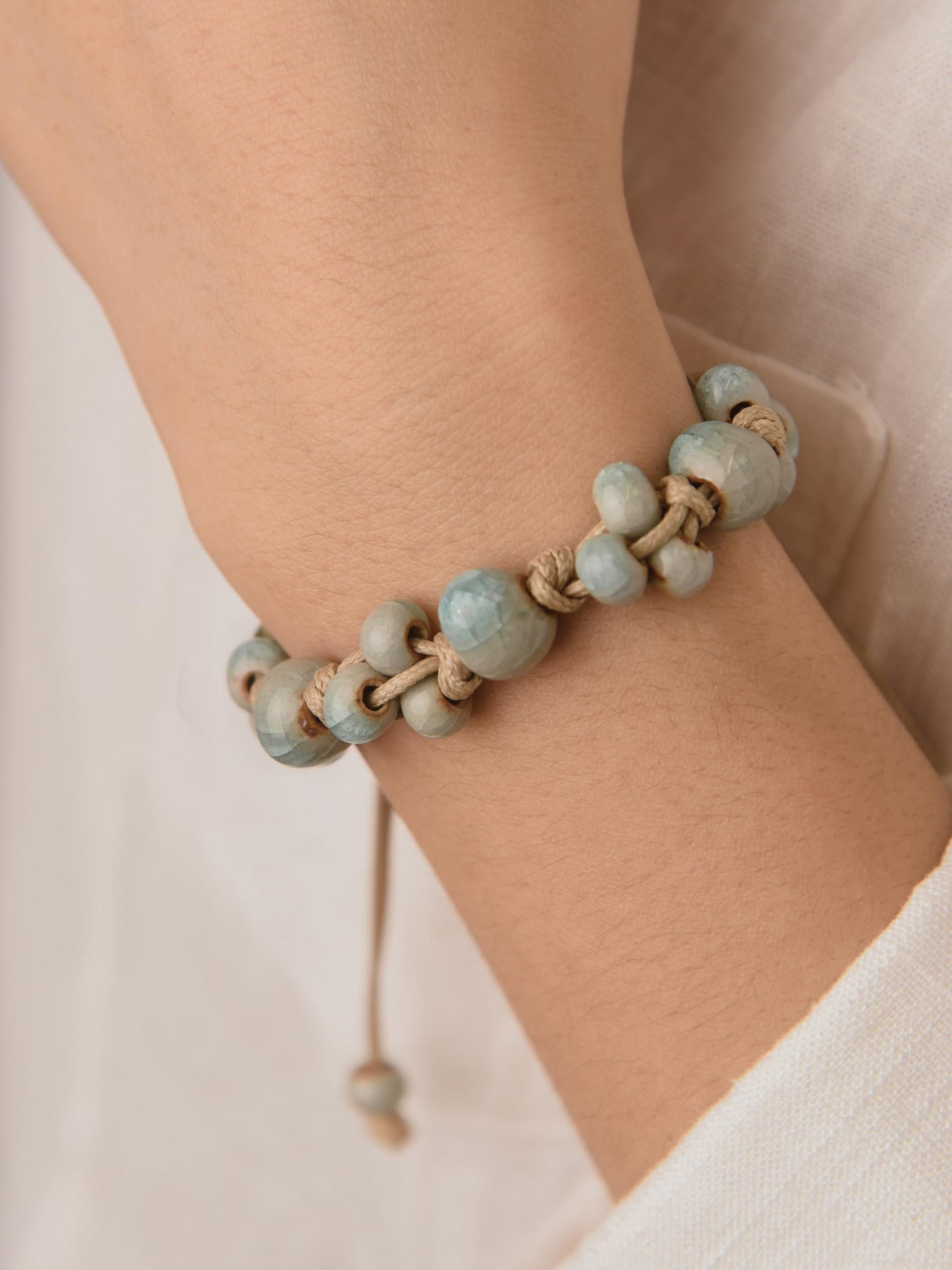 MINACHI Retro Ceramic Handmade Women's Gift Bracelet Braided Adjustable Rope Bracelets Bohemian Created Turquoise Tone Bracelets For Women Ladies