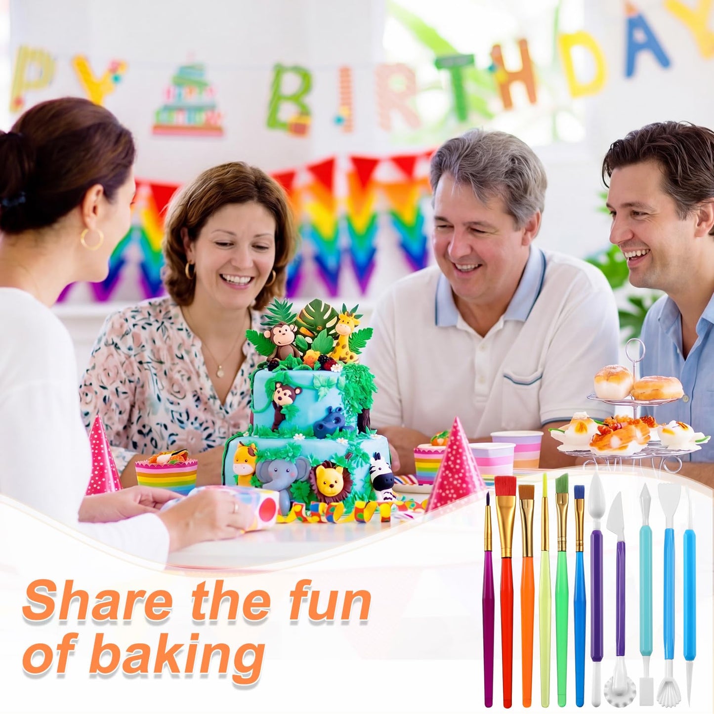 Patelai 57 Pcs Cake Decorating Tools, Cookie Fondant Modeling Set, Marshmallow Sculpting Brush and Fondant Modeling Tools for DIY Cake Sugar Gum Paste Decorating Supplies