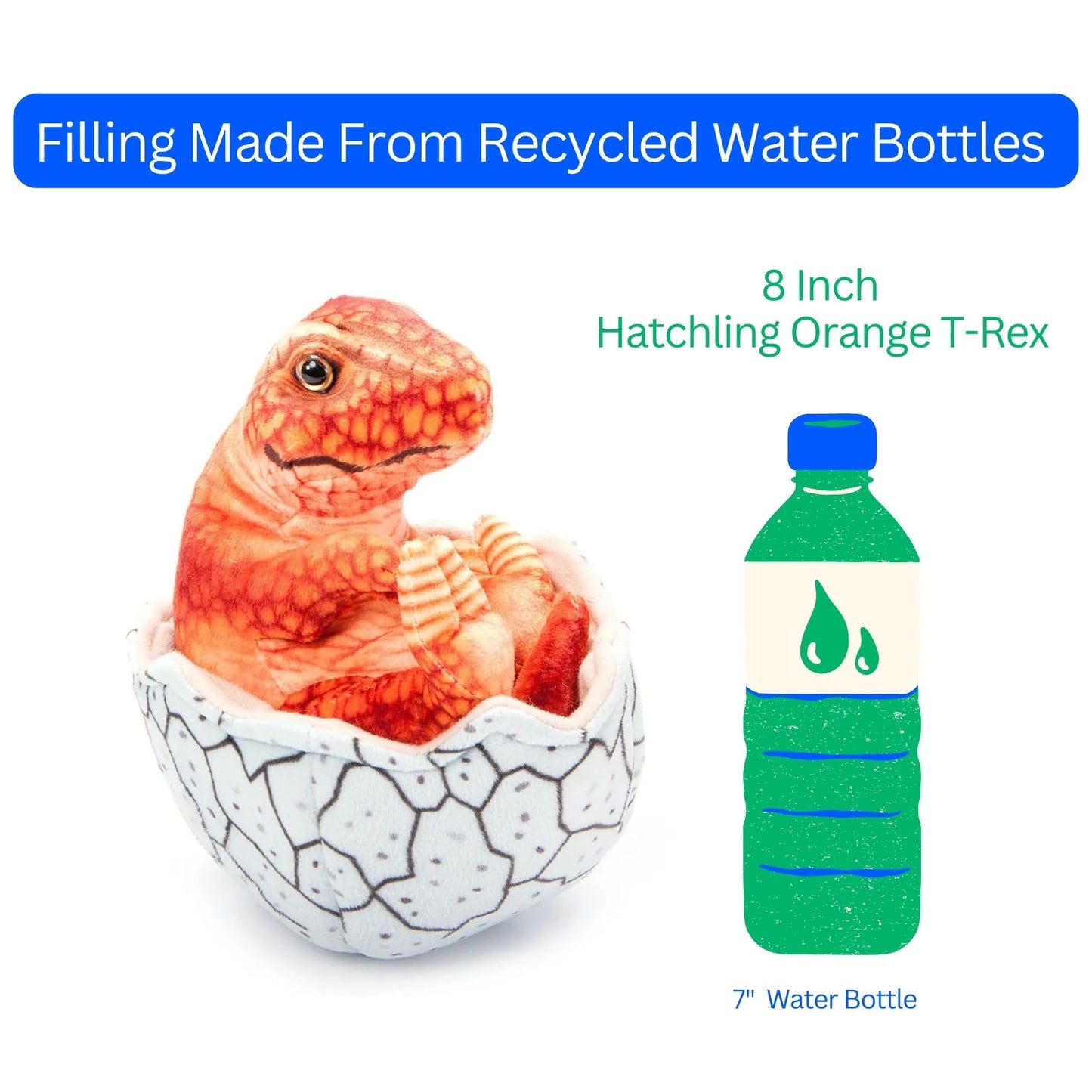 The Petting Zoo Hatchling T-Rex Dinosaur Stuffed Animal Plushie, Gift for Kids, Dinosaur Animals, Orange Dinosaur Plush Toy 8 inches