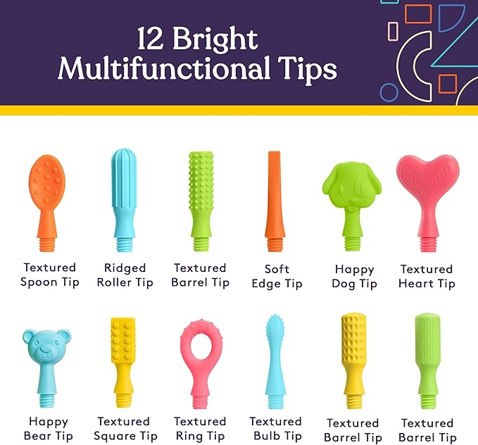 Special Supplies Buzz Buddy Oral Motor Stimulation kit with 12 Soft Textured Interchangeable Heads, Calm Sensory Needs, Support Speech, and Stimulate Self Feeding, Gentle Vibrations
