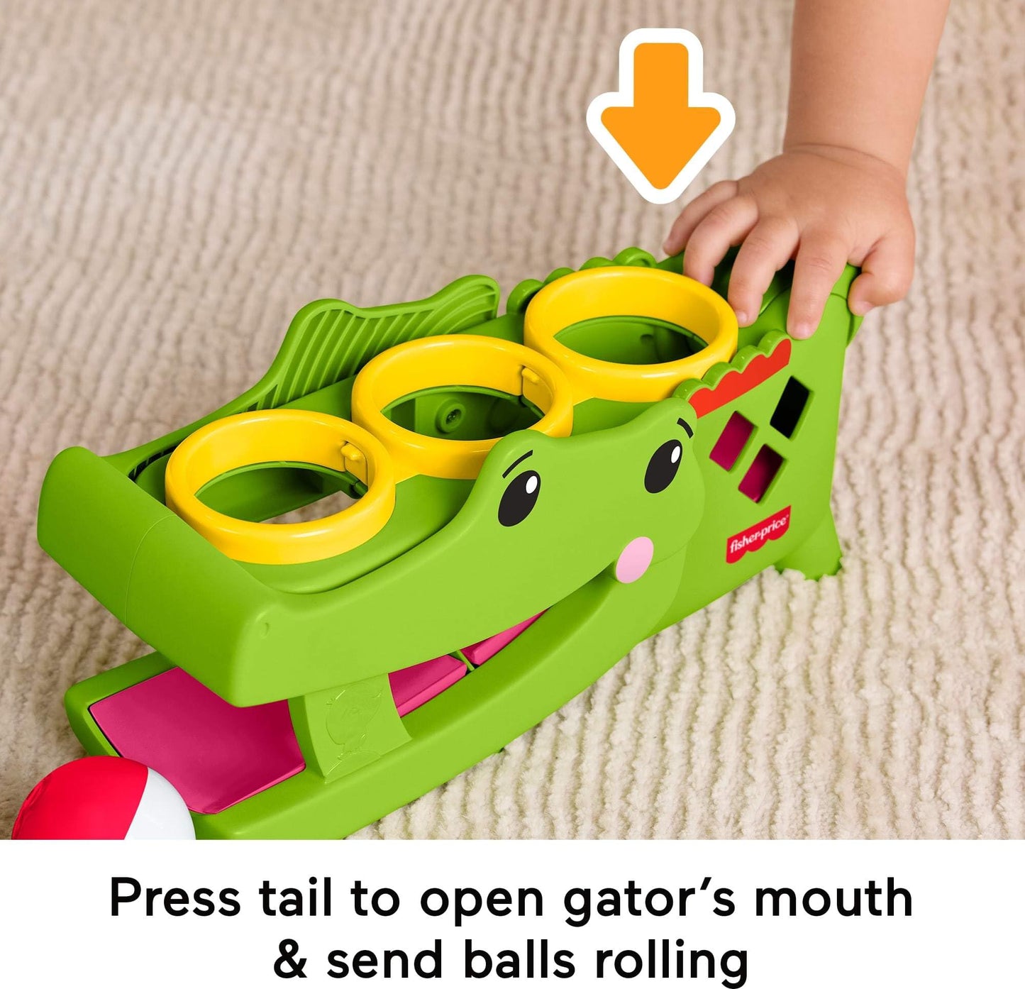 Fisher-Price Baby Toy Sit & Tap Rolligator, Crawling Activity with Pounding Hammer & 3 Balls for Developmental Play Infants Ages 9+ Months
