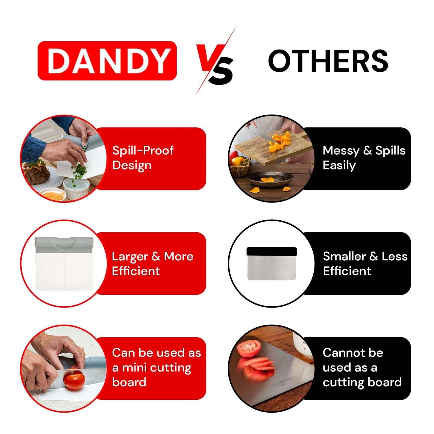 DANDY ScooperDuper - Multi-Purpose Folding Food Mover, Bench Scraper, Dough Scraper, Food Scraper Tool, User-Friendly Kitchen Gadget for Cutting Board and Chef’s Knife