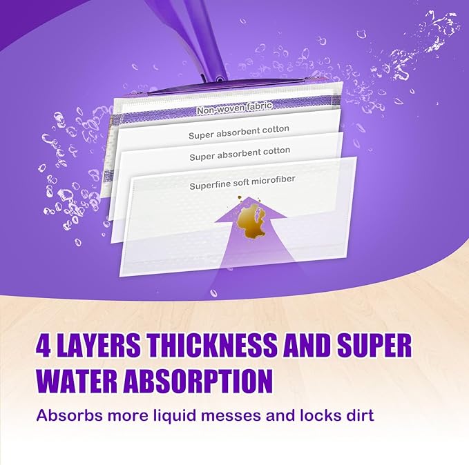 30 Pack Disposable Mop Pad Refills for Swiffer Wet Jet Mops, Wet Jet Mopping Pads for All Purpose Multi Surface Hardwood Floor Cleaning, 4 Layers Thickened and Super Absorbent.