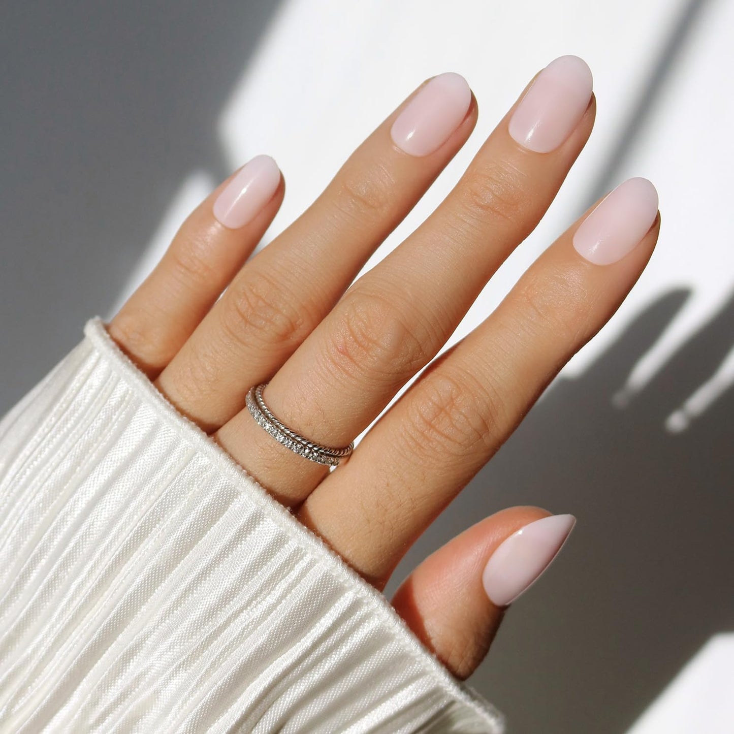 Glamnetic Press On Nails - Sweetie Set | Super Short Pink Fake Nails, Extra Short Salon Quality Milky Nails | 12 Sizes - 30 Nail Kit with Glue