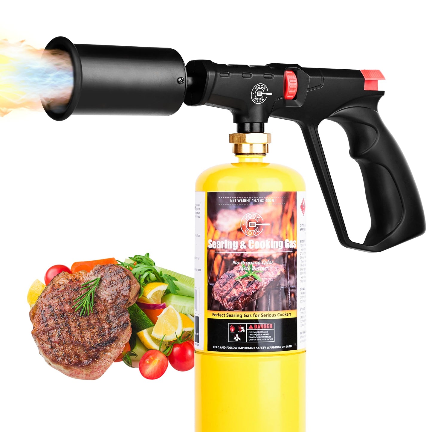 Propane Cooking Torch Head Food Grill Torch Gun Charcoal Wood Grills Lighter Campfire Starter Camp Chef Blow Torch for Cooking Sous Vide Flame Thrower Kitchen Blowtorch BBQ Searing Steak Flamethrower
