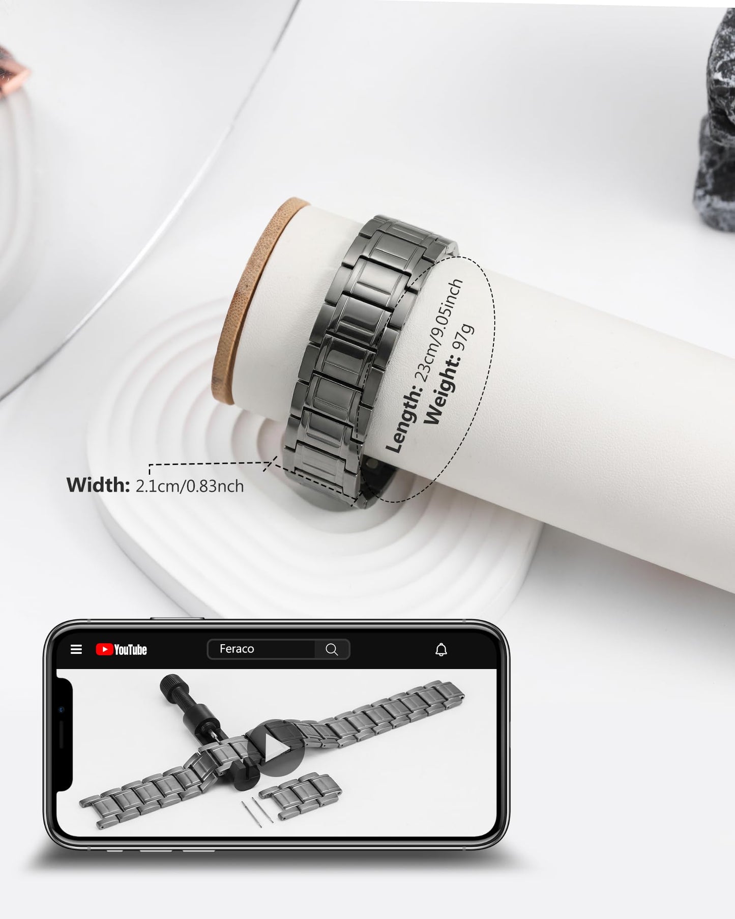 Feraco Titanium Steel Magnetic Bracelet for Men with 3500 Gauss Magnets,Men's Jewelry for Anniversary Father's Day