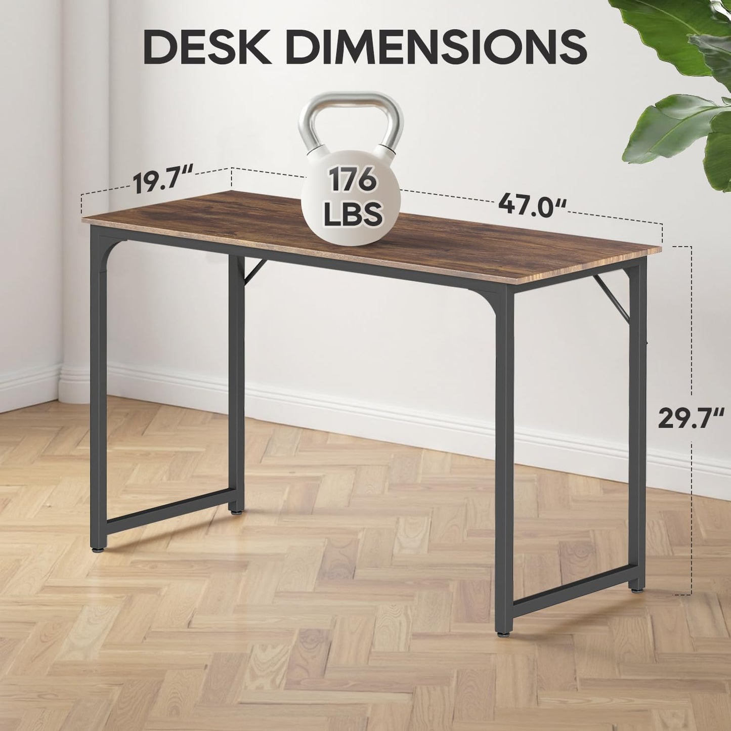 BestOffice Computer Desk,Home Office Desk, Modern Simple Style for Home Office Study Writing (Brown, 47 Inch)