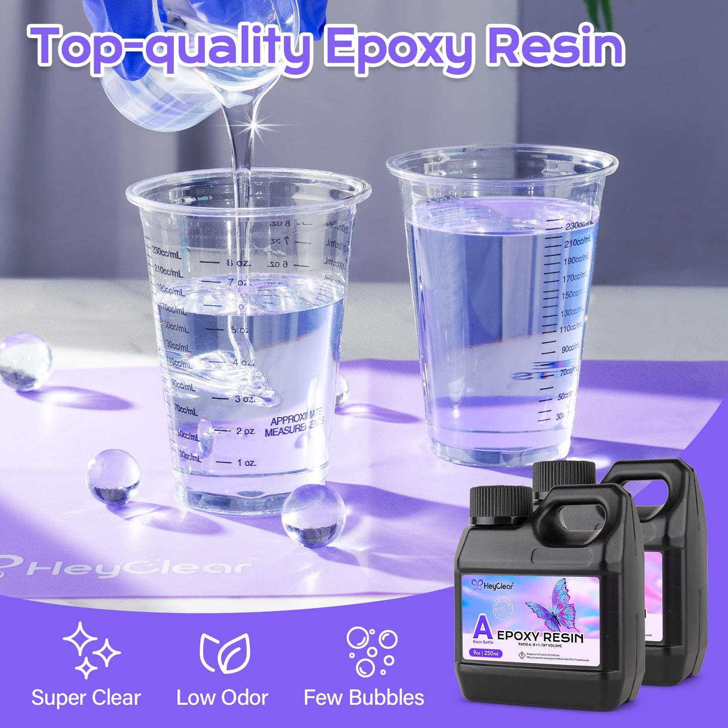 HeyClear Epoxy Resin Kit with Molds for Beginners -18 oz Super Clear and Hard Resina Complete Craft Supplies Set for Starter Casting Arts Crafts for Adults, DIY Creation Gifts
