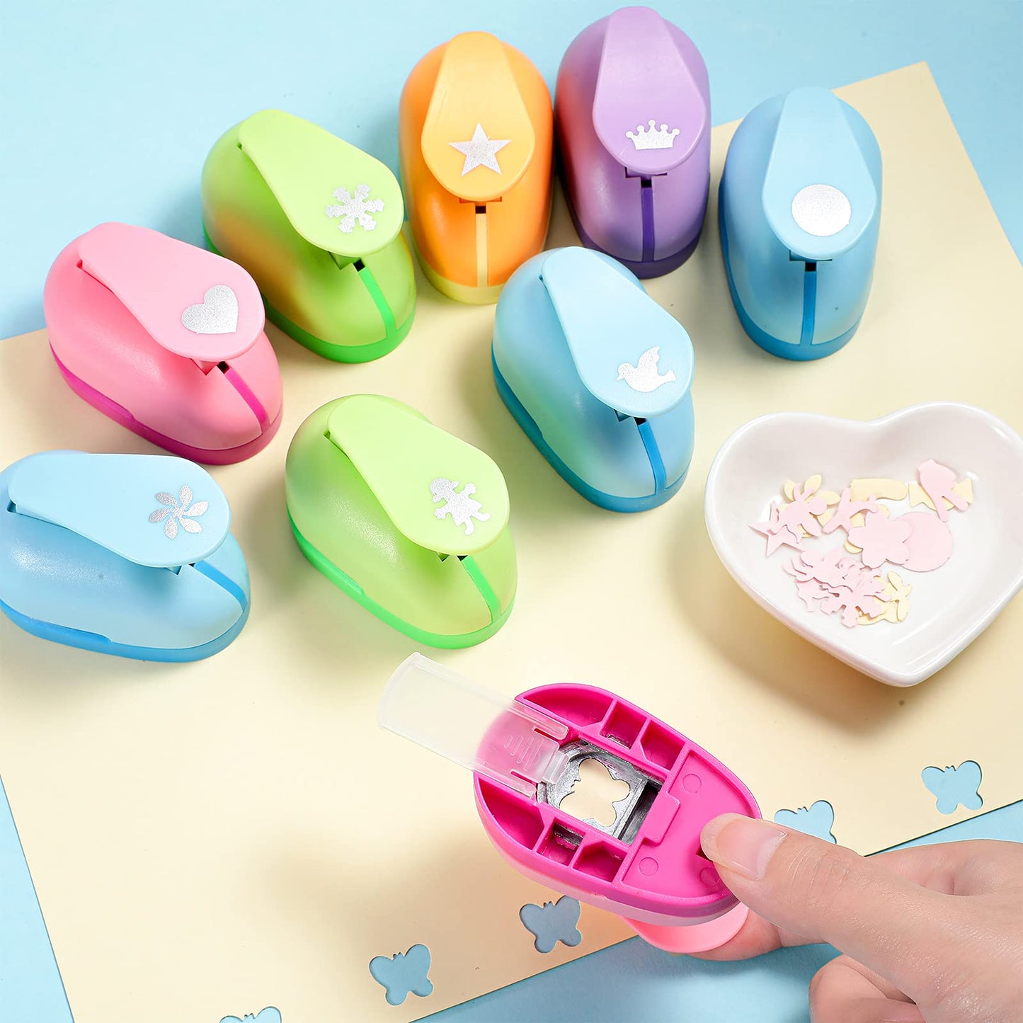 Outus 10 Pieces Craft Hole Punch Mini Craft Paper Punch Single Crafting Scrapbook Shape Hole Puncher for DIY, Scrapbook, Cards, Handmade Project, 10 Shapes