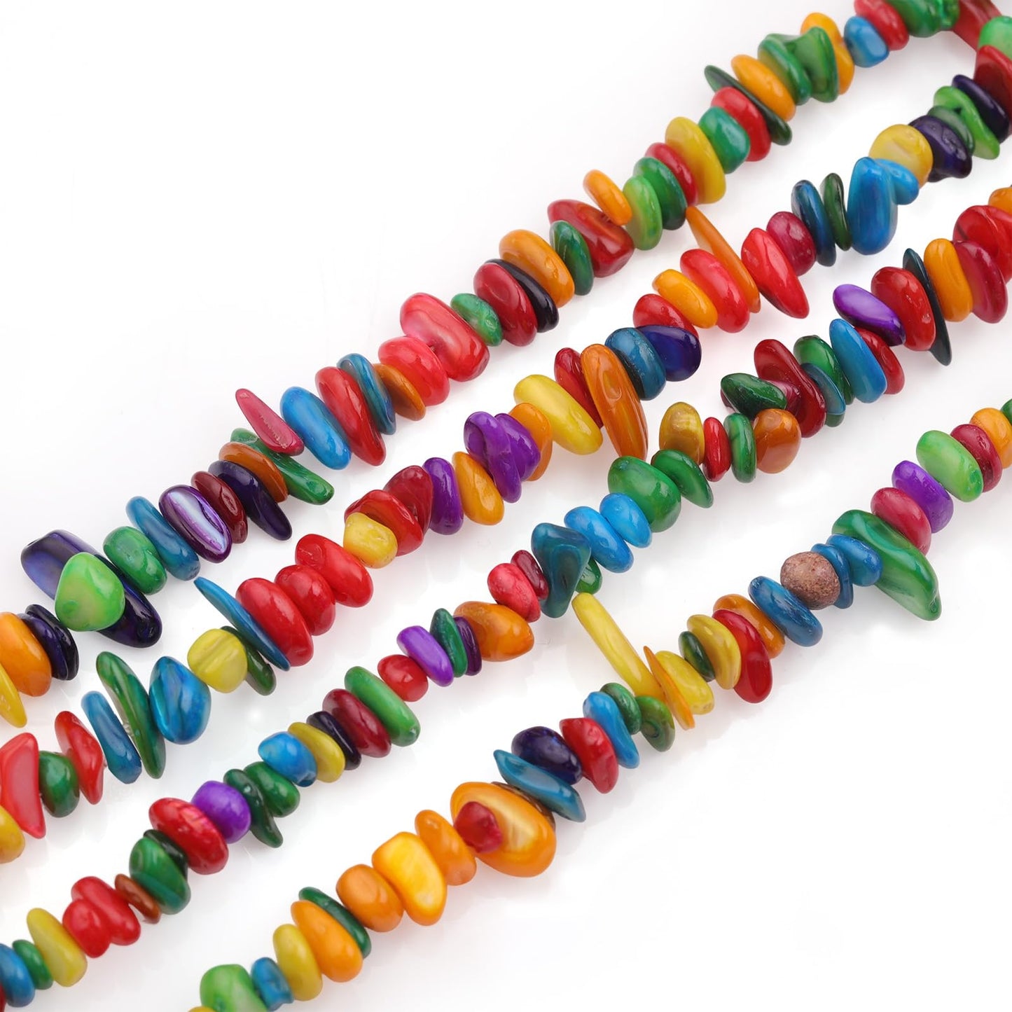 400pcs Natural Chip Shell Beads for Jewelry Making Colorful Shell 5-8mm Irregular Gemstones Healing Crystal Loose Rocks Bead Hole Drilled for Ring Earrings Necklace Bracelet Making DIY Art Crafts