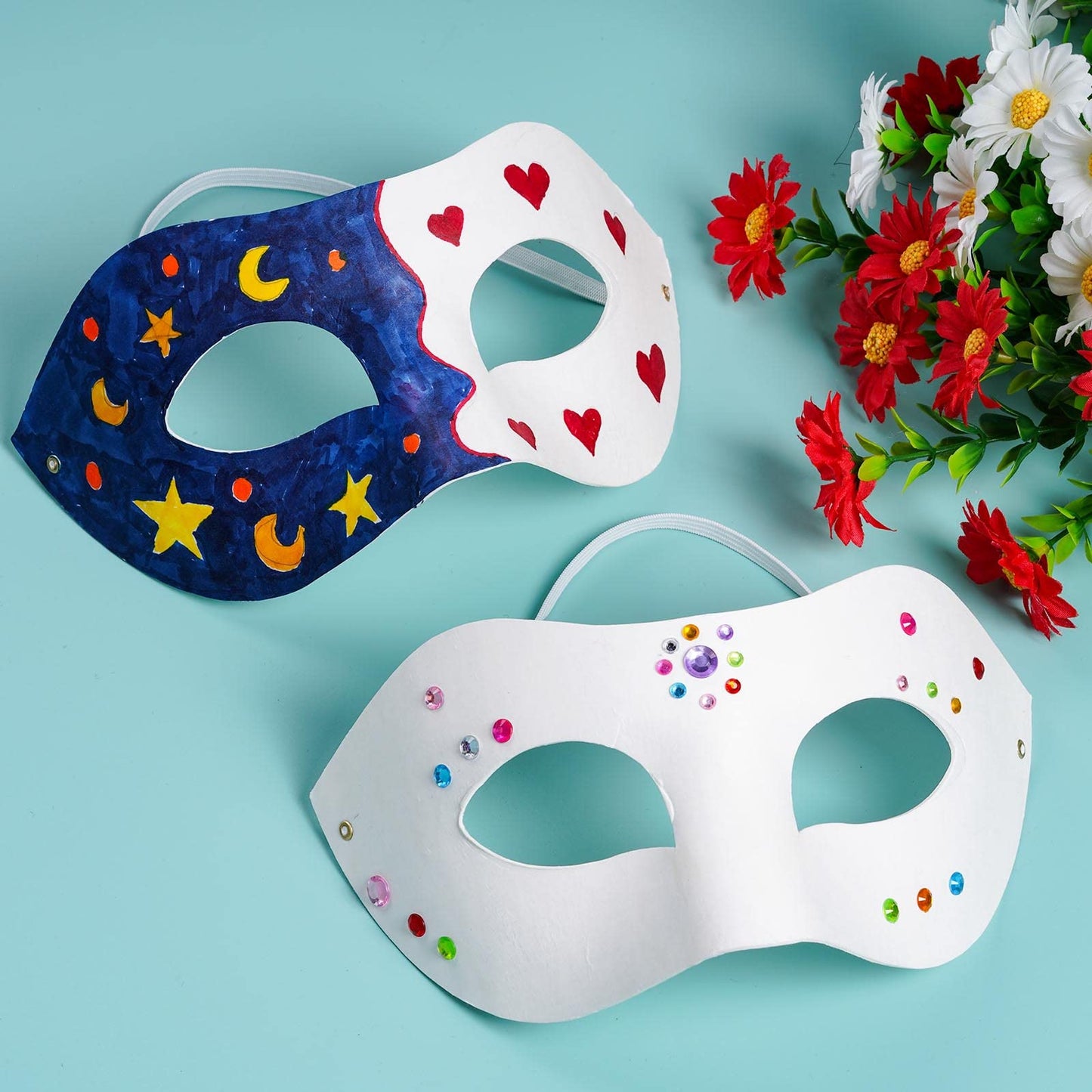 Yookat 14 Pieces Paper Art Masks White Craft Masks Paintable Paper Mask Mardi Gras Masquerade