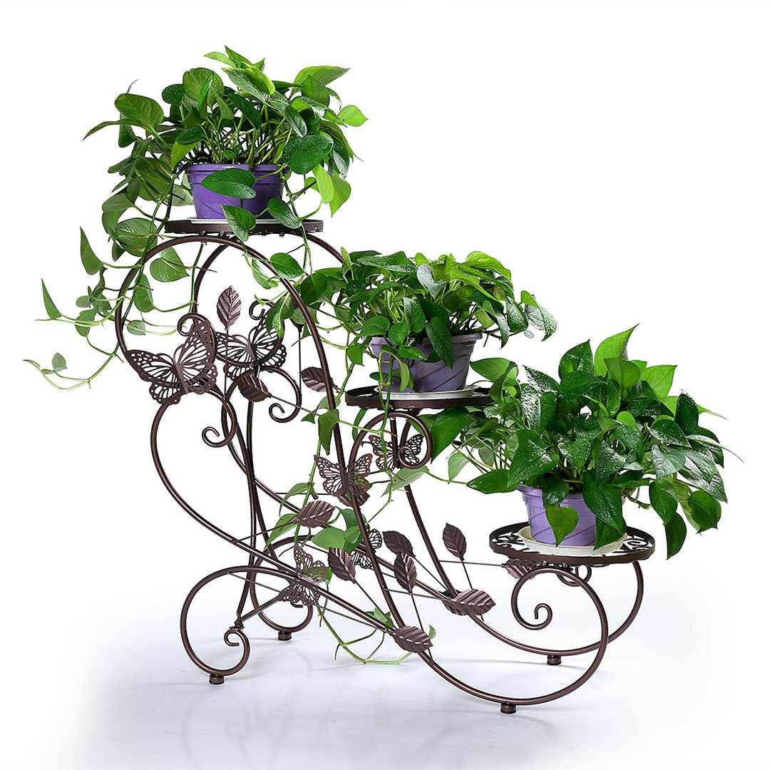 Windpost 3-Tiered Plant and Flower Stand Plant Flower Pot Rack with Classic Design,Bronze
