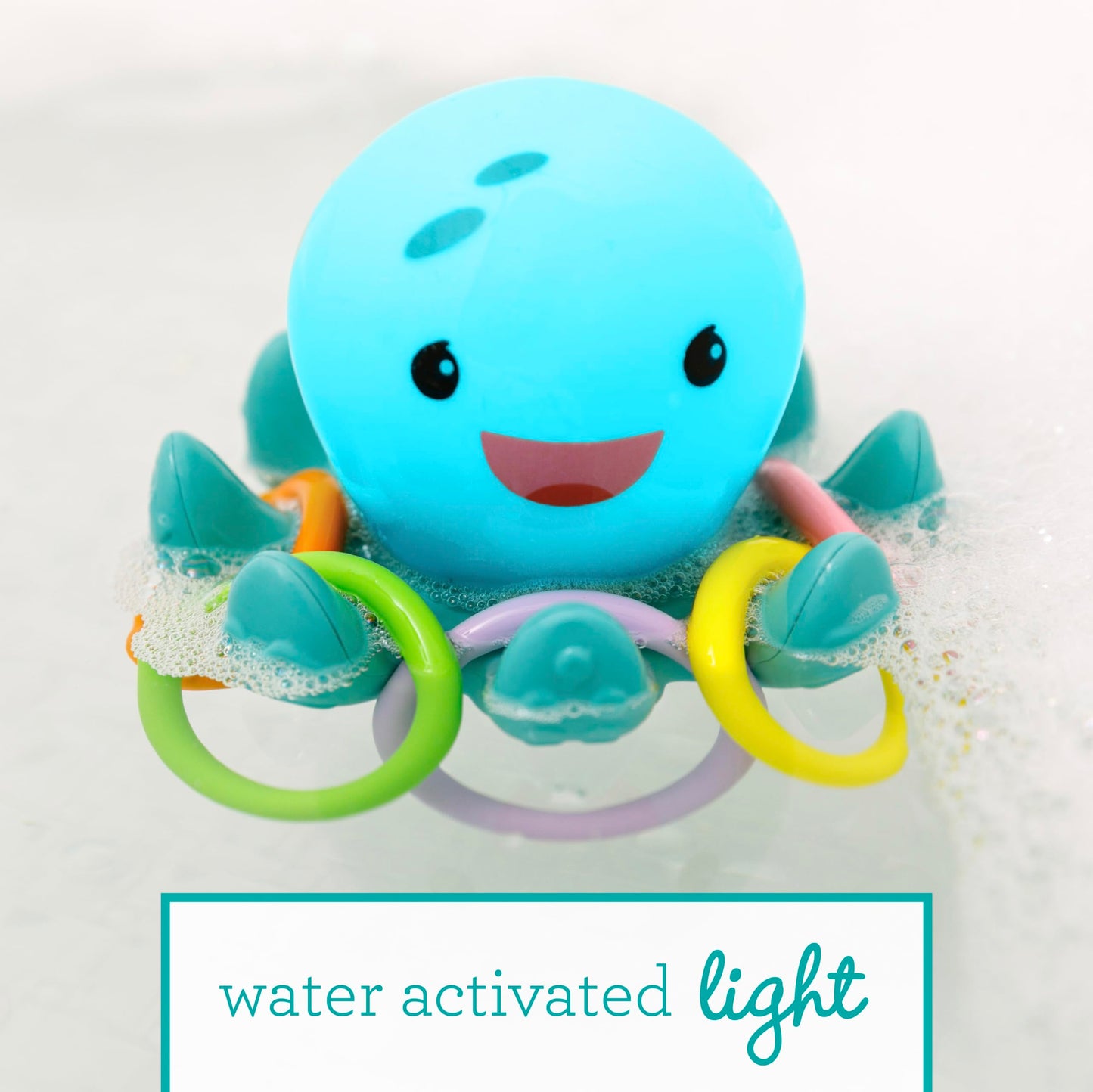 Infantino Light Up Ring Catcher - Illuminating Octopus with Five Tossing Rings for Fine & Gross Motor Skills in Babies & Toddlers, 6M+