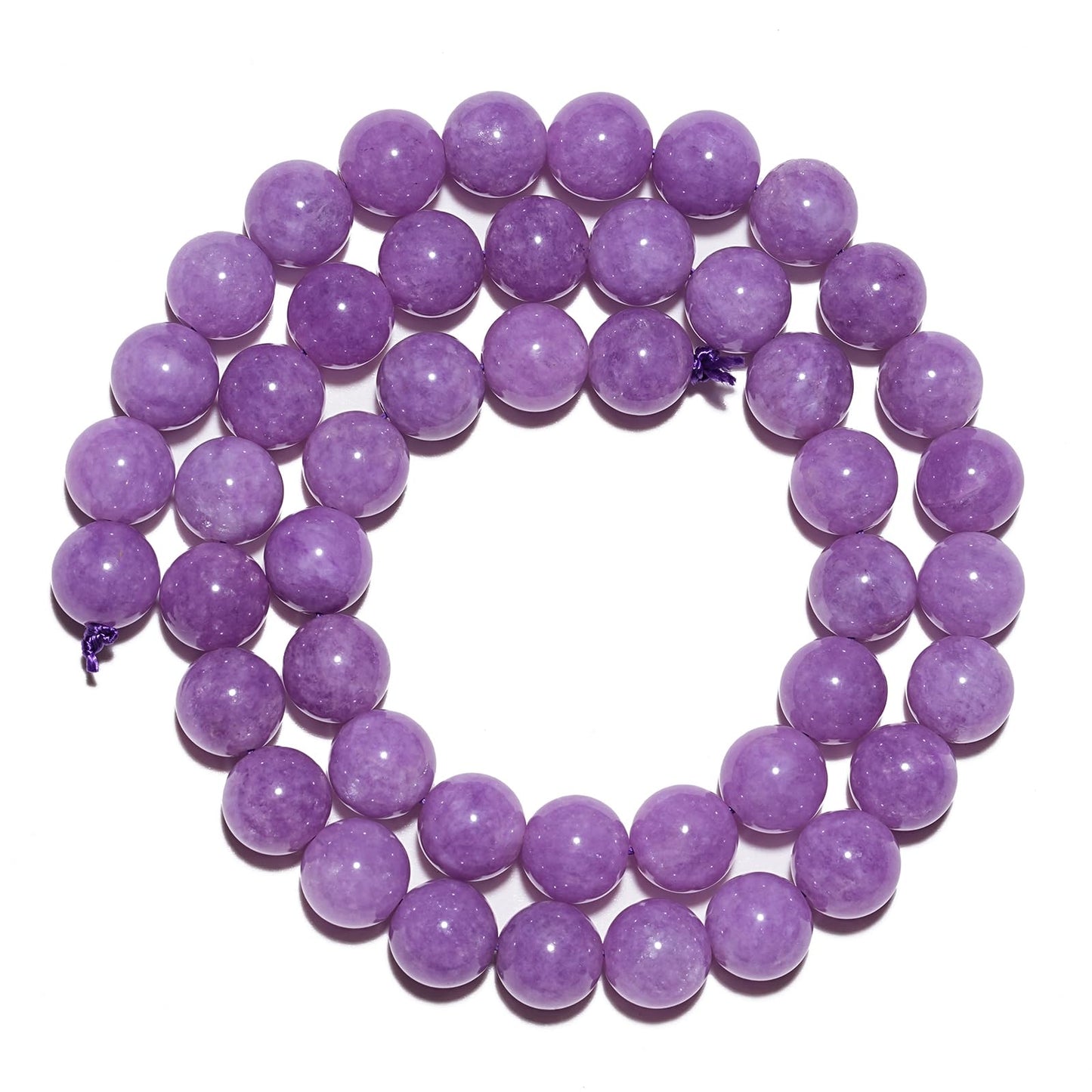 10mm Natural Lavender Purple Chalcedony Gemstone Beads Polished Round Smooth Stone Beads for Bracelets Jewelry Making 15inch Loose Beads