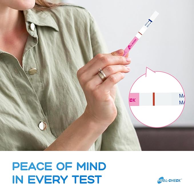 Pregnancy Tests with Cups, HEAL-CHECK Bulk Pregnancy Test Strips for Detection at Home, Over 99% Accuracy, Individually Wrapped Fertility Tests, Extra-Wide 5mm HCG Tests, Pruebas De Embarazo, 10 Count