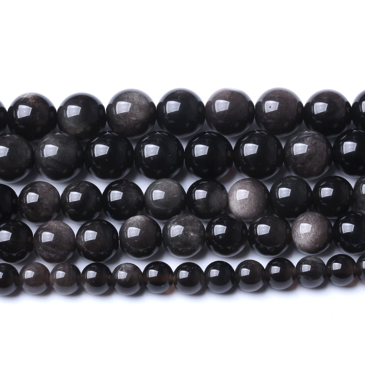 60pcs 6mm AAA Natural Obsidian Stone Beads Gemstone Round Loose Beads for Jewelry Making DIY Bracelet (Sliver Color Obsidian Stone, 6mm)