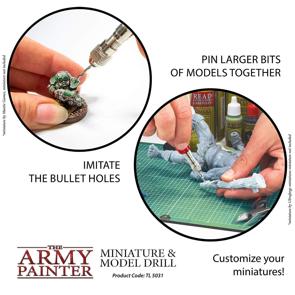 The Army Painter, Miniature & Model Drill - Pin Vise Hobby Drilling with Three Bits for Tabletop Roleplaying, Boardgames, and Wargames Miniature Modelling (Model Drill)