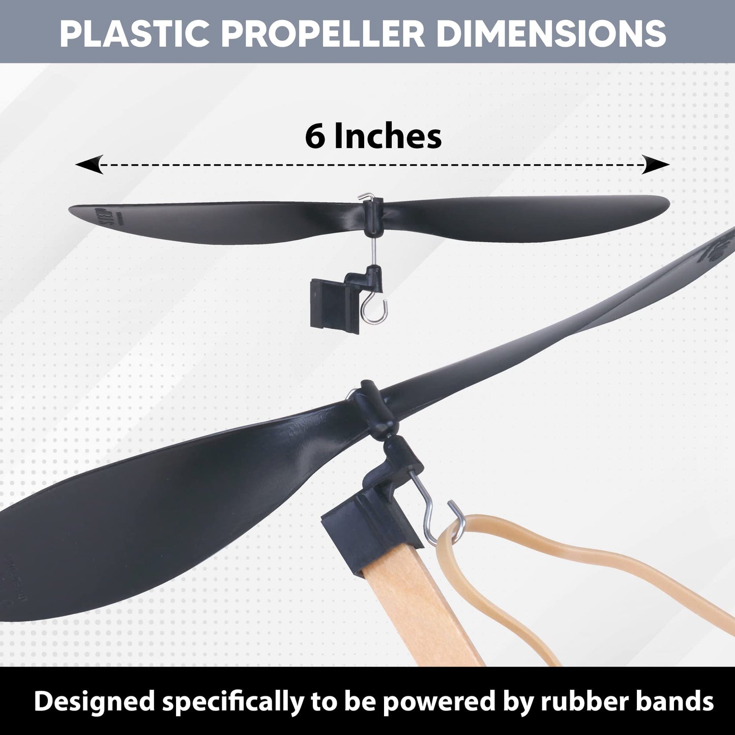 6-Inch Plastic Propellers, 10-Pack – Build Rubber Band Powered Planes, Helicopters, and More STEM Projects