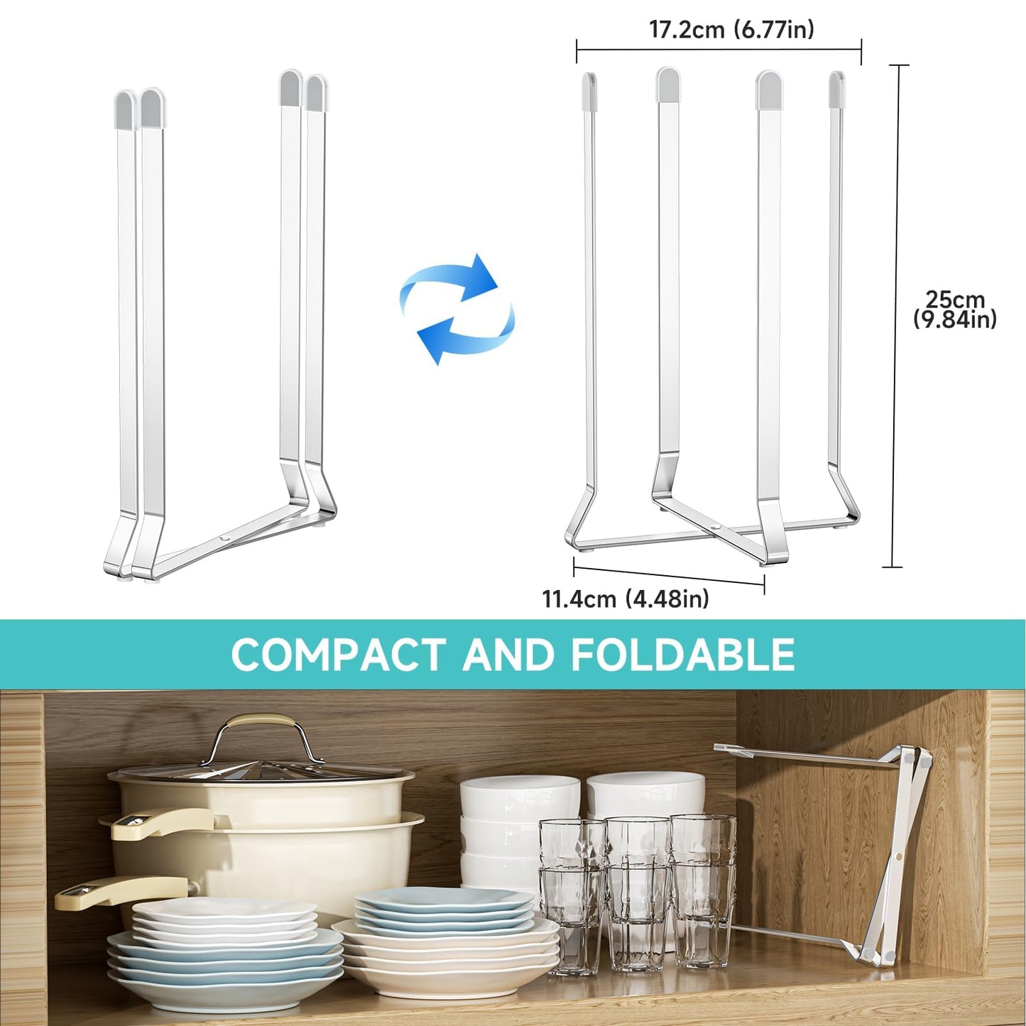 Bottle Drying Rack Reusable Drying Rack for Bottles Metal Foldable Water Bottle Dryer Holder Space Saving Cups Dryer Racks Kitchen Stand Holder for Plastic Bags, Bottles and Cups (Silver, 1PC)