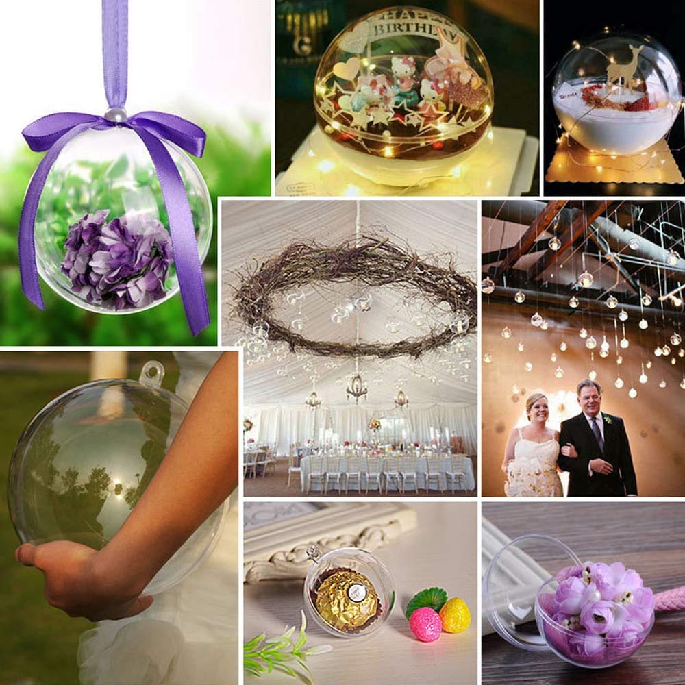 LYLYFAN 20 Pack Clear Plastic Fillable Ornament Ball 3.15''/80mm for Christmas,Holiday, Wedding,Party,Home Decor