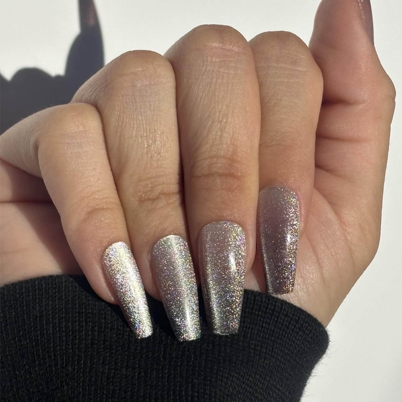 OMBRÉ SPARKLES Press-On Nails by Lavaa Beauty | Gold Ombré Velvet Shimmer Long Coffin Nails