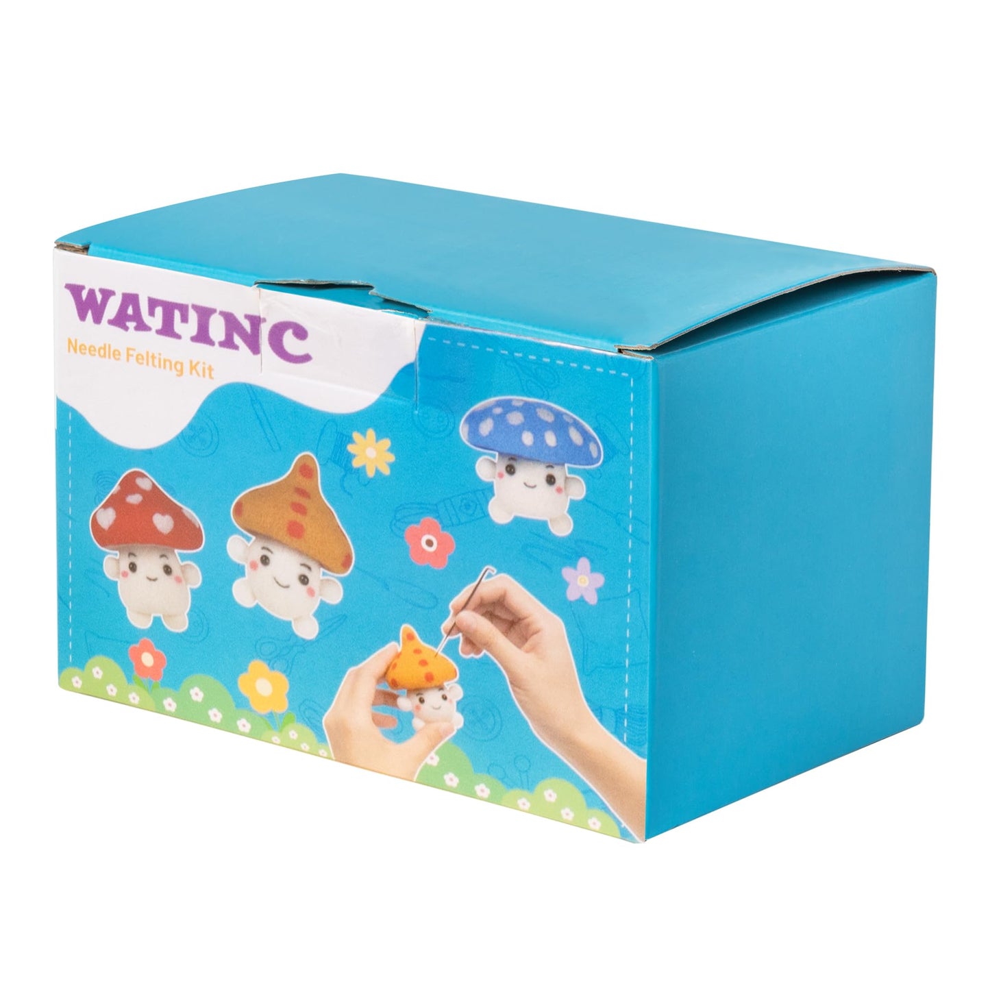 WATINC Needle Felting Kit - 3 Set Unique Different Cute Doll Wool Felt Needle Tools Foam Pad Instruction, DIY Home Decoration Craft Party Supplies for Art Work Starter Beginners (Mushroom)