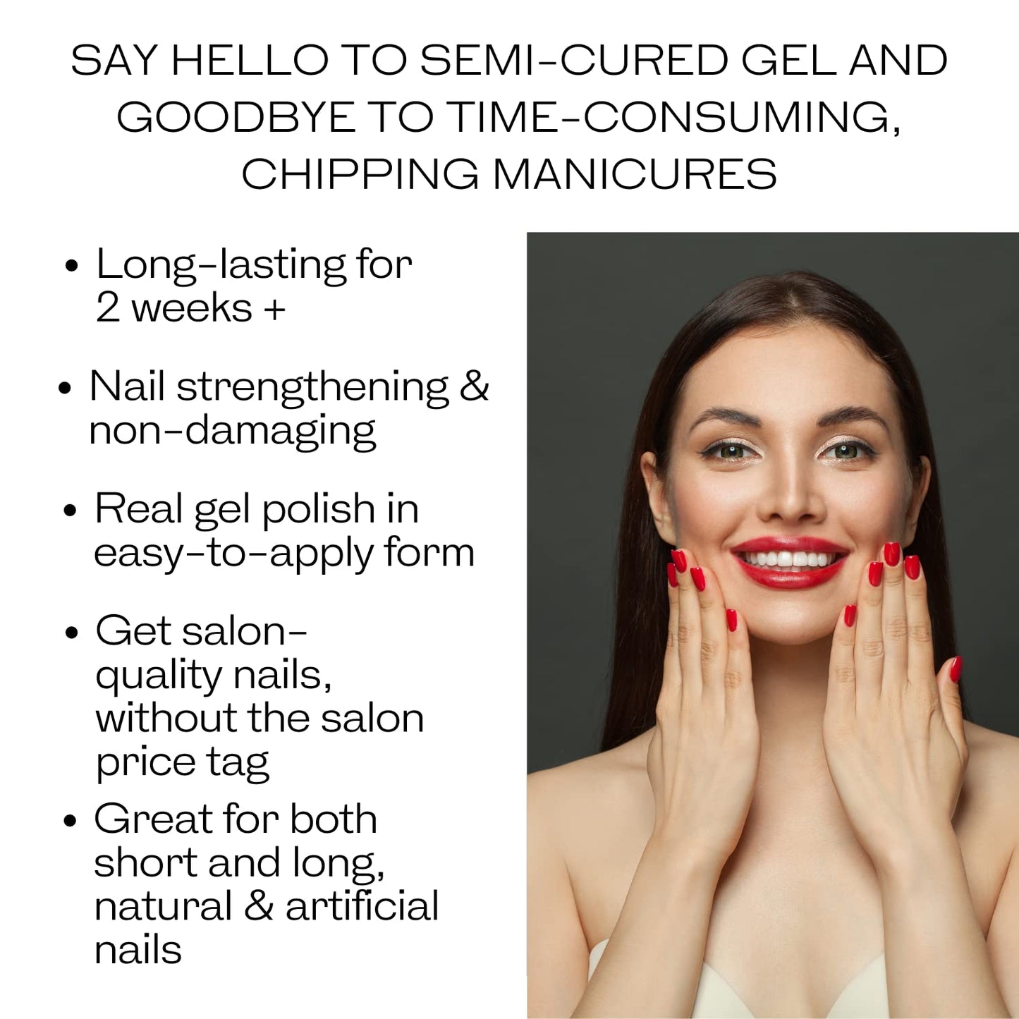 ALICE & BELLA Valentine's Day Semi Cured Gel Nail Strips-20 PCS Multi-Color Red Gradient Gel Stickers, Use with UV Light Lamp, Salon Quality Manicure Wraps (Gradient Red Skittles)