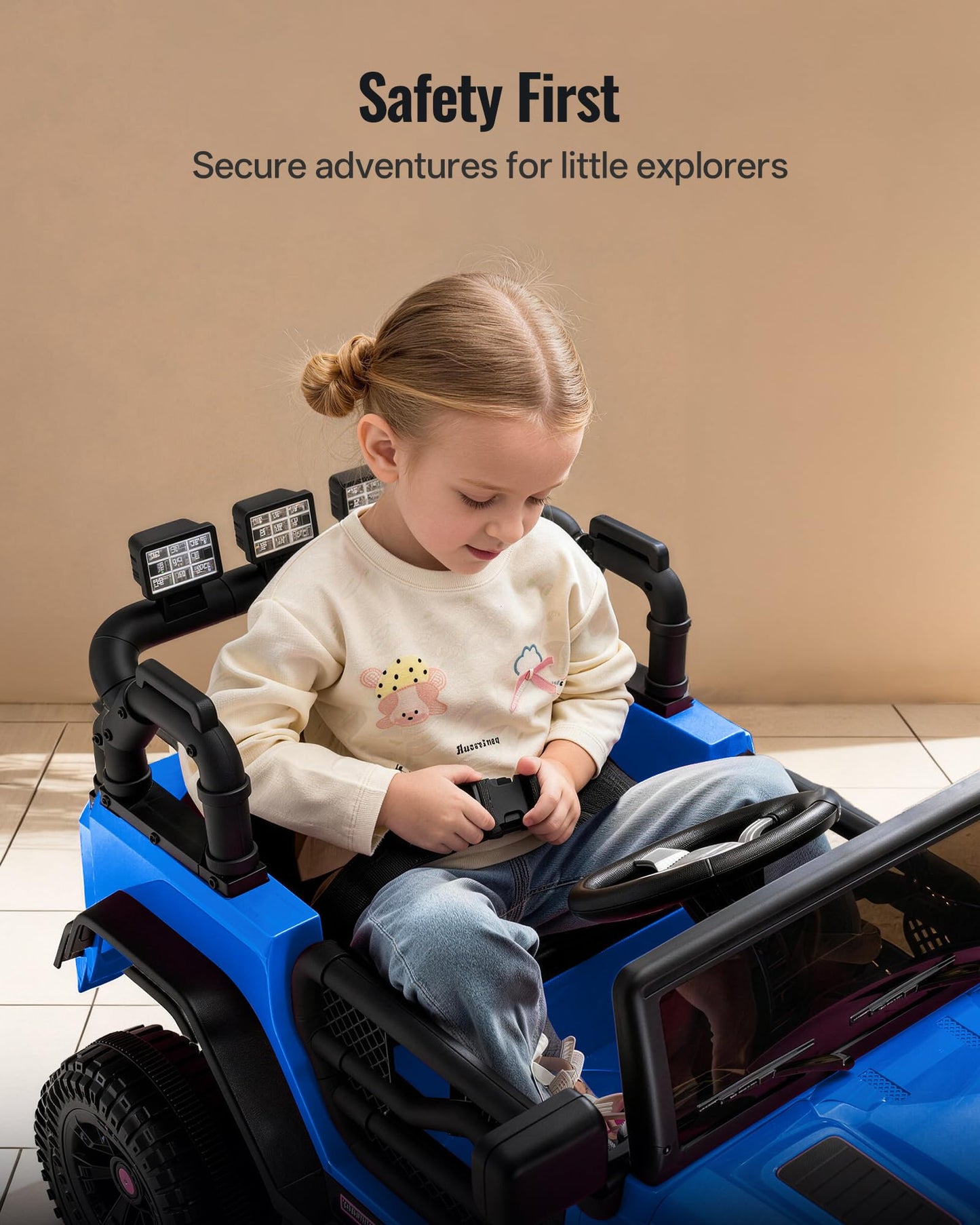 Outfunny Kids Ride on Car Toy, 12V Electric Car for Kids with Remote Control, LED Light - Blue