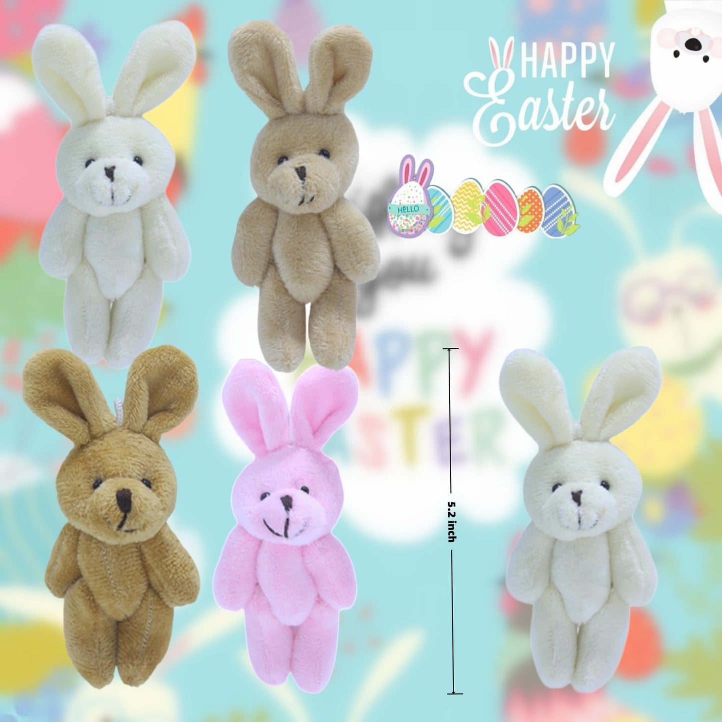 YGbridge Mini Plush Bunny, 12 Pcs Stuffed Animals, 5.2 Inch Easter Bunny Doll, Soft Rabbit for Easter, Birthday, Wedding Decorations, Easter Basket Stuffers (5.2 Inch)