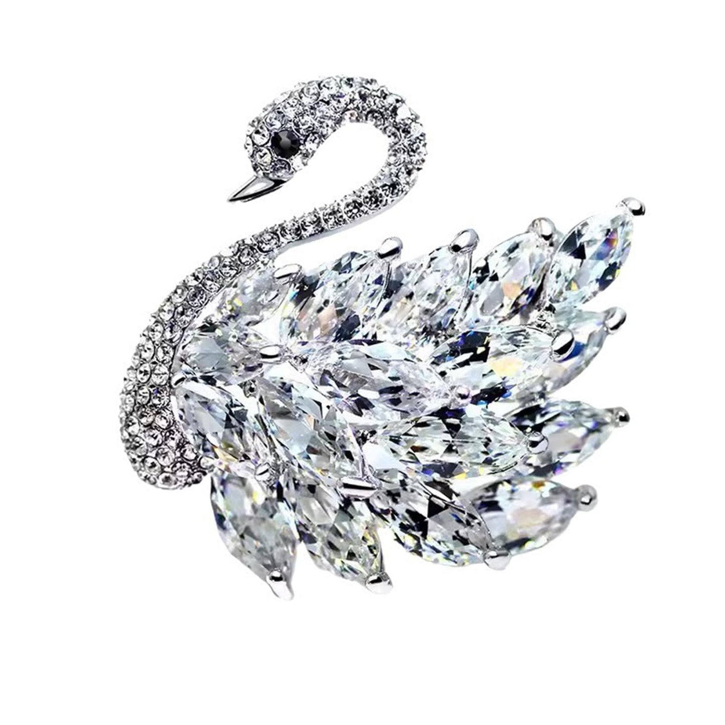 Vbvbip Elegant Crystal Swan Brooch for Women, Vintage Rhinestone Bird Brooches for Coats, Dresses, Wedding, Gift Idea, Exquisite Pearl & Crystal Brooch Pins