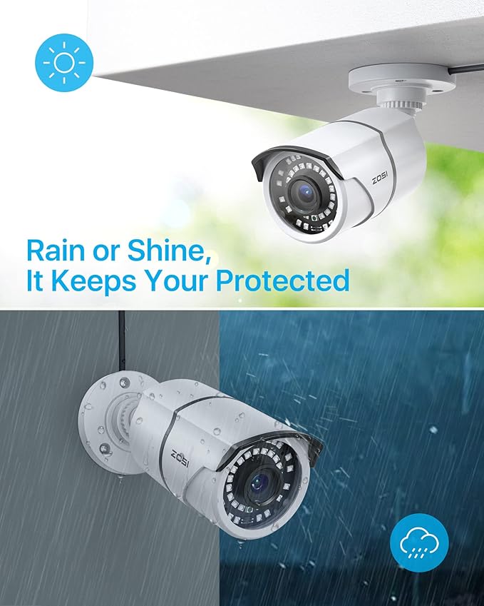 ZOSI 1080p H.265+ Security Camera System for Home, 5MP Lite 8 Channel CCTV DVR and 8 x 1080p Weatherproof Bullet Cameras Outdoor Indoor with 120ft Night Vision and 105°Wide Angle (No HDD Included)