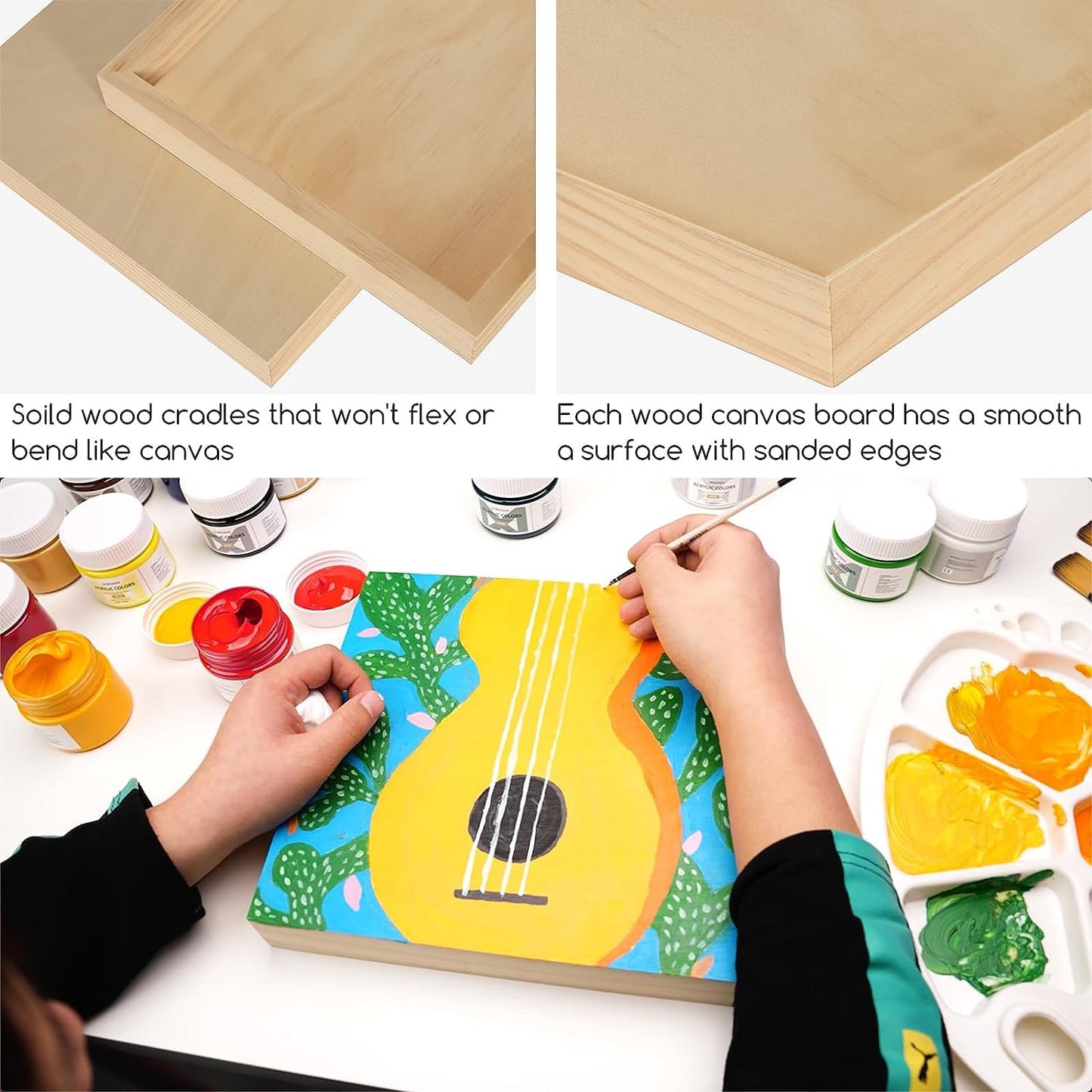 MEEDEN Unfinished Wood Canvas Board: 3/4” Deep 5x7” Wooden Canvas Panel Pack of 6 - Blank Cradled Wood Art Board for Painting