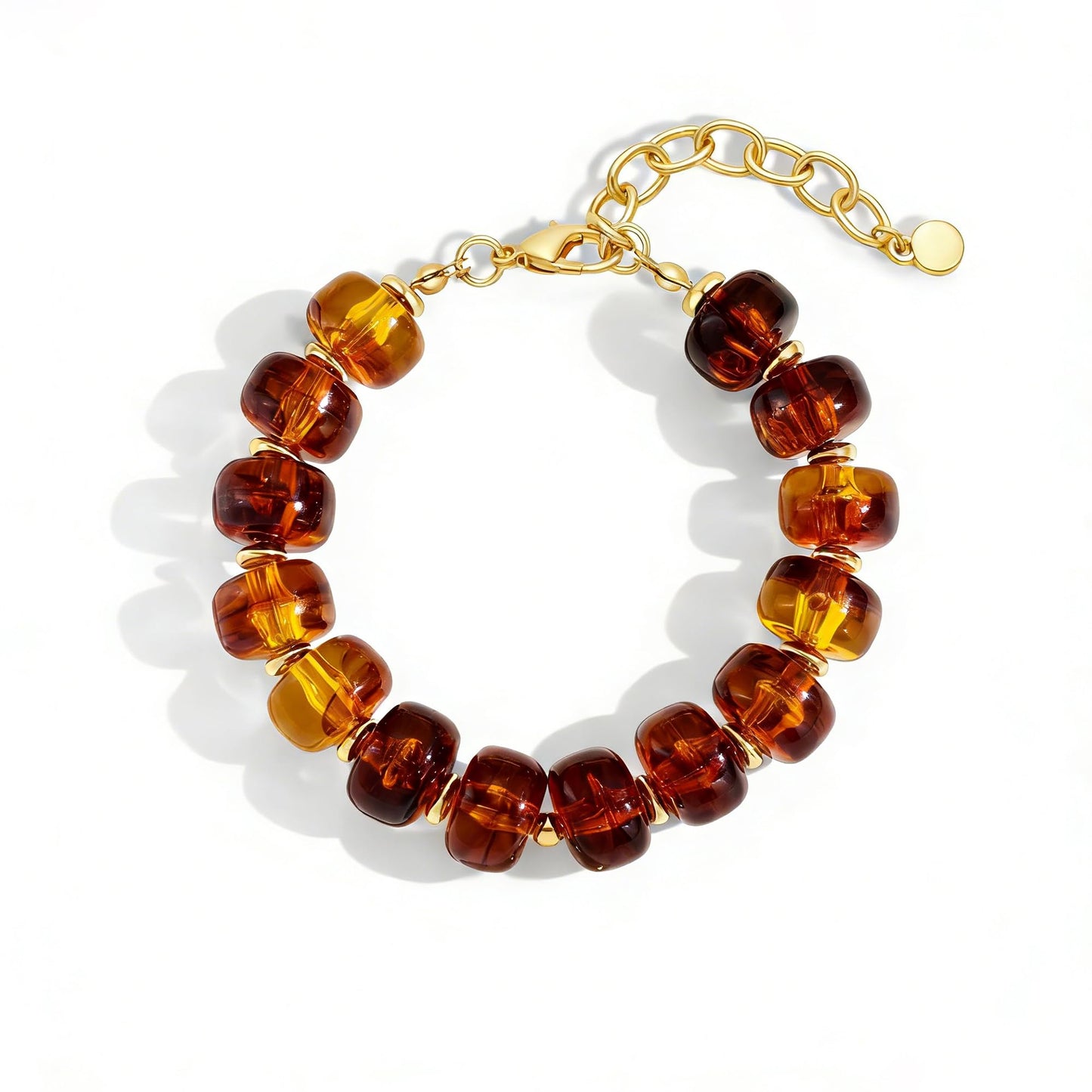 ENSKEFEN Chunky Brown Beaded Bracelets for Women Trendy Vintage Acrylic Resin Beads Bracelet Boho Adjustable Statement Bracelet Summer Jewelry