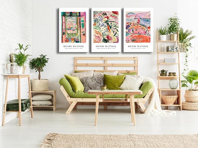Wieco Art Canvas Wall Art 3 Piece Henri Mattise Art Abstract Colorful Matisse Posters Canvas Prints for Wall and Home Office Decorations
