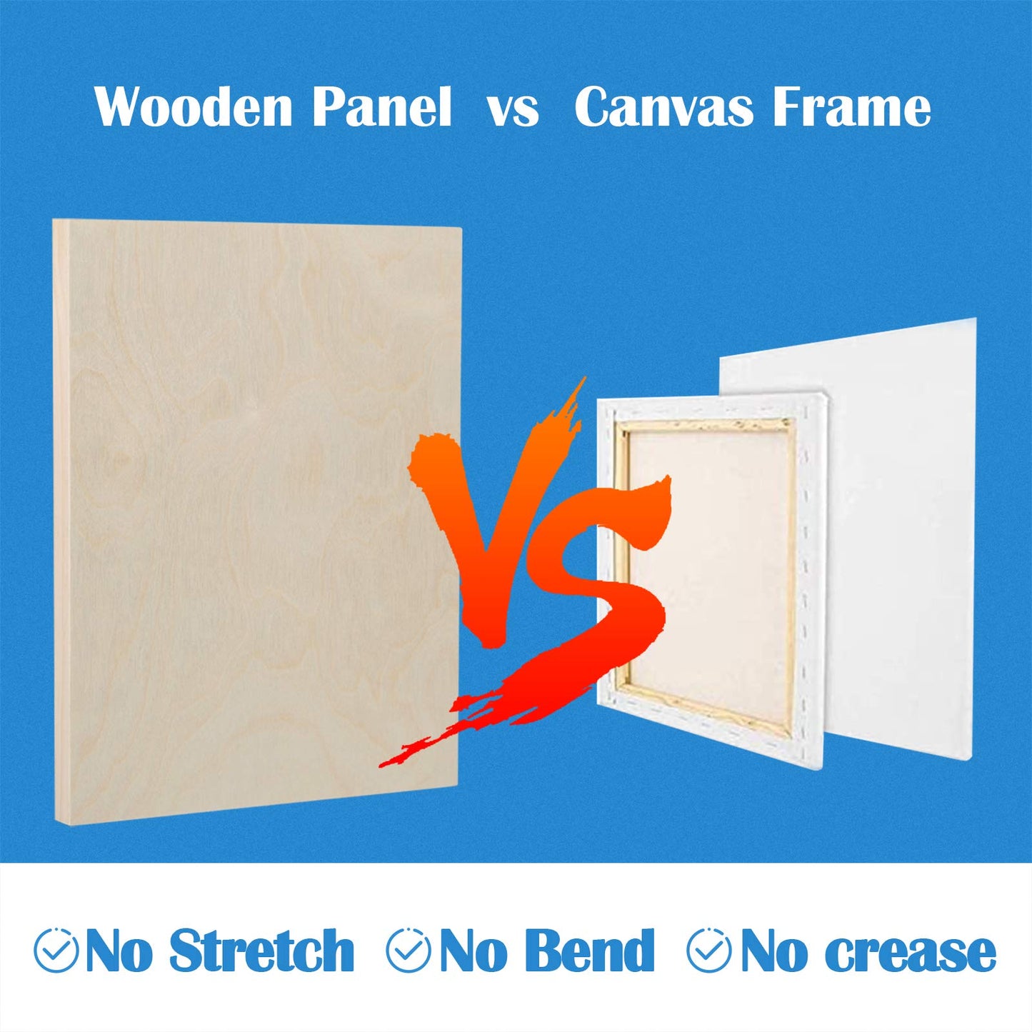 Falling in Art Unfinished Birch Wood Canvas Panels Kit, 4 Pack of 9x12’’ Studio 3/4’’ Deep Cradle Boards for Pouring Art, Crafts, Painting and More