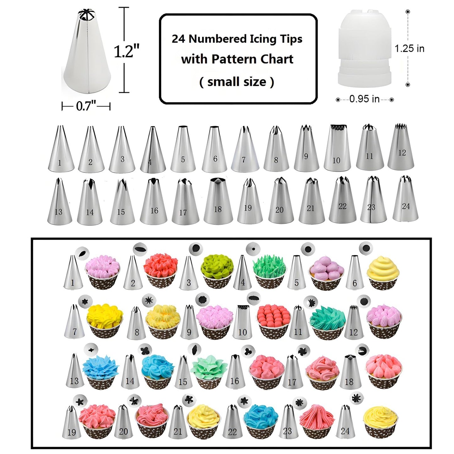 YOQXHY Cake Decorating Kit, 198 Pcs Baking Supplies Tools with Aluminium Cake Turntable, Leveler, 24 Numbered Icing Tips, 2 Spatulas, 3 Scrapers, 2 Couplers, 50 Pastry Bags, 50 Cupcake Liners & More