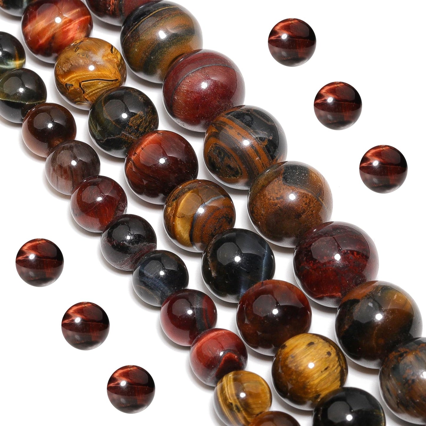 Yochus Natural Tiger Eye Beads, 60Pcs 6MM Onyx Agate Color Enhance Round Loose Beads Bulk, DIY Charm Smooth Gemstone Beads for Jewelry Making(4mm 8mm 10mm 12mm Beads)