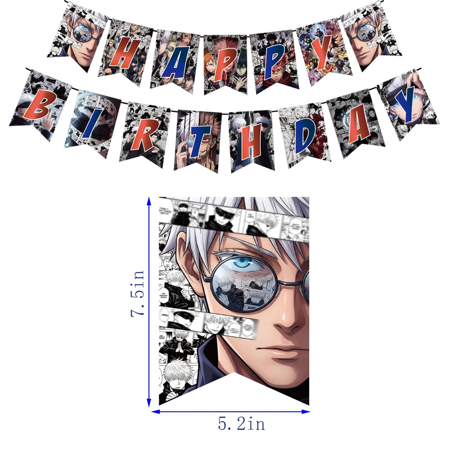 animation Jujutsu theme birthday decorations, Kaisen‌ party supplies,Including: banners,Balloon, background,cake toppers.