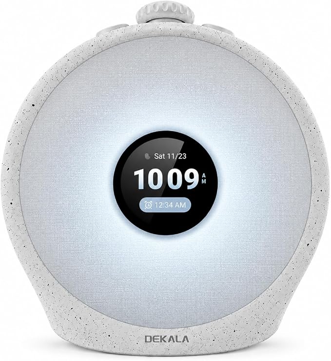 DEKALA Sunrise Alarm Clock for Heavy Sleepers with Pulse Wake, Sunset Sound Machine with Breathing Ambient Light, Loud Alarm for Bedrooms, Wake Up Light, Digital Color Display & 7 Themes, No App