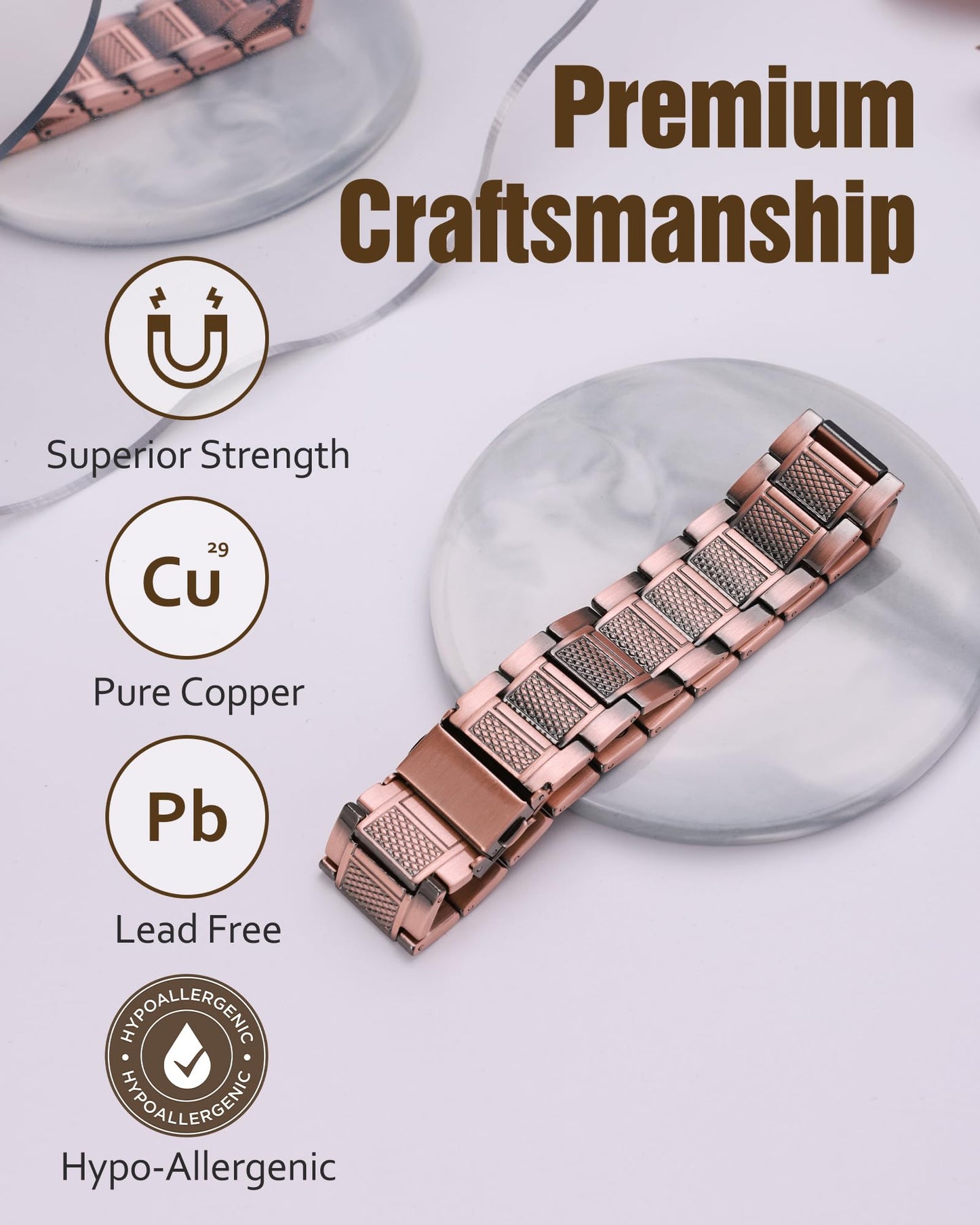 Jecanori 3X Strength Copper Magnetic Bracelet for Men, 99.99% Pure Copper Bracelet, Ideal Gift for Men