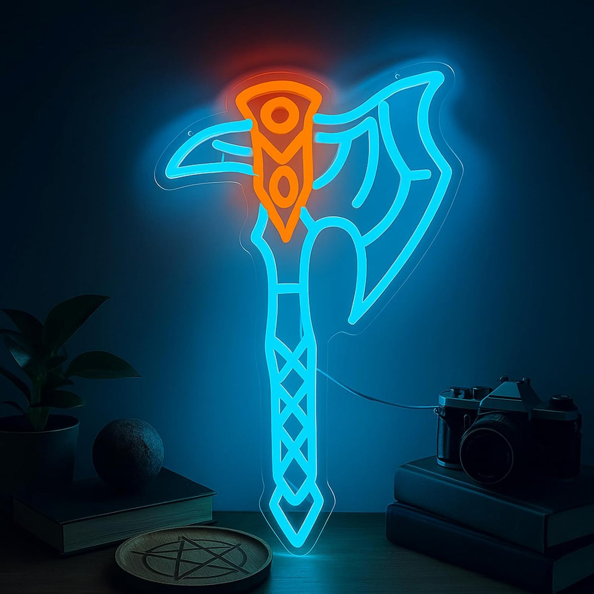 Axe Neon Sign for Wall Decor – USB Powered LED Axe Light with Dimmer, Viking Wall Art Accent for Man Cave, Gaming Room Decor, Gift for Men