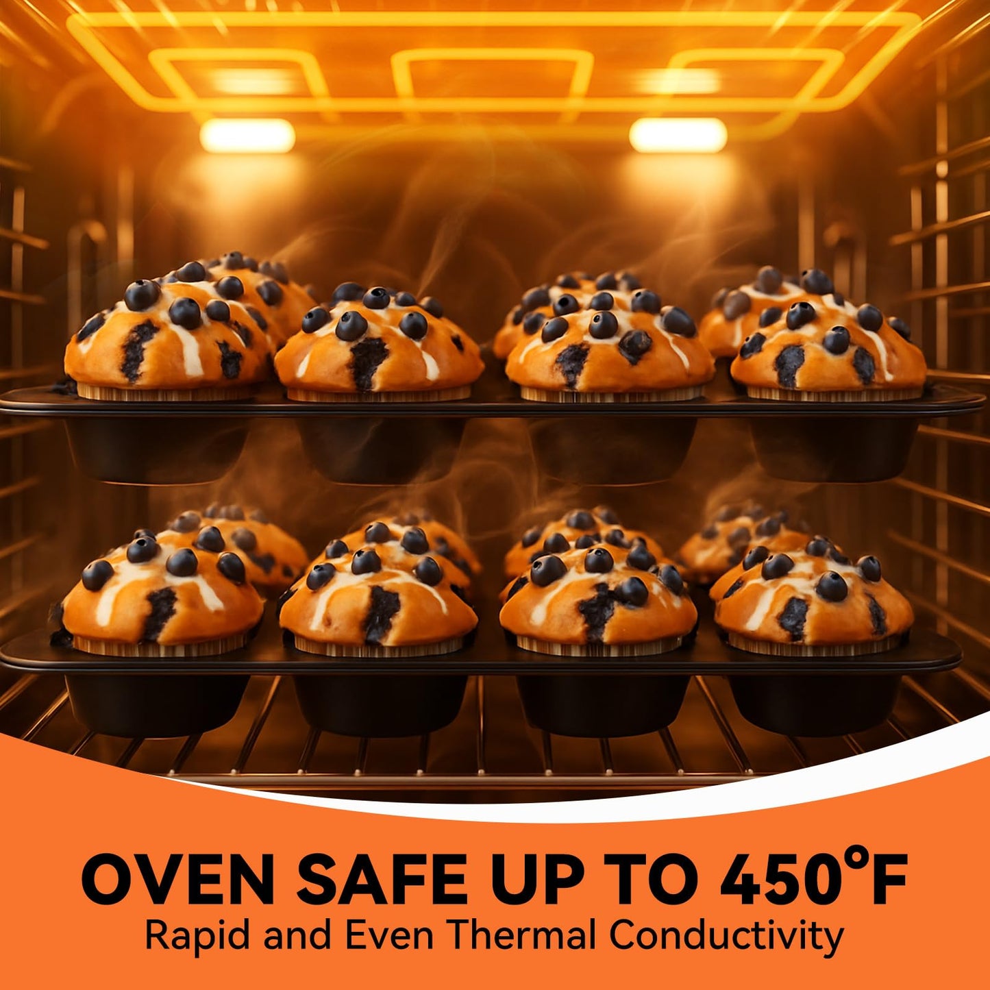 Yoehka 2 Pack Muffin Pan for Baking, Nonstick Cupcake Pan Set, Standard 12-Cups Muffin Tin for Baking Cupcakes, Carbon Steel Baking Supplies