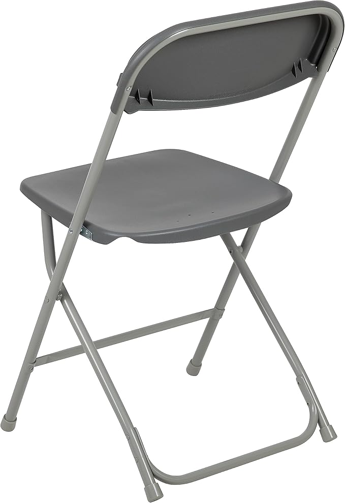 Flash Furniture Hercules Series Plastic Folding Chair - Grey - 2 Pack 650LB Weight Capacity Comfortable Event Chair-Lightweight Folding Chair