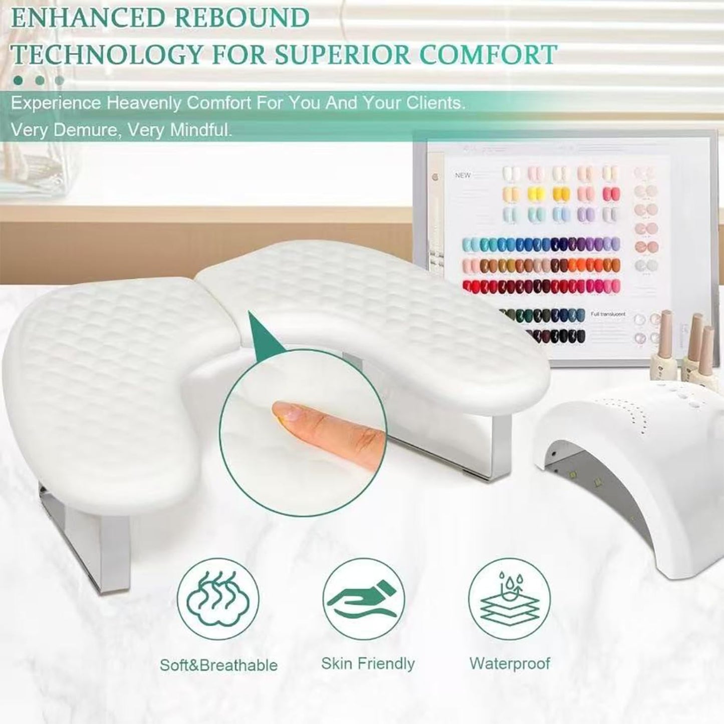 Arm Rest for Nails,U-shaped Manicure Nail Hand Rest Pillow Cushion,Foldable PU Leather Nail Tech Arm Rest for Nails Tech,Foot Hand Rest (White)