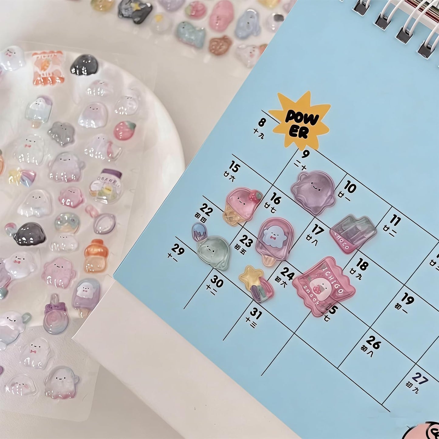 3D Puffy Stickers 200+ Cute Cartoon Resin Decorative Stickers for Phone Case Notebook Scrapbooking Planner Journals Laptop Decoration Reusable Mini Puffy Stickers 4Pcs