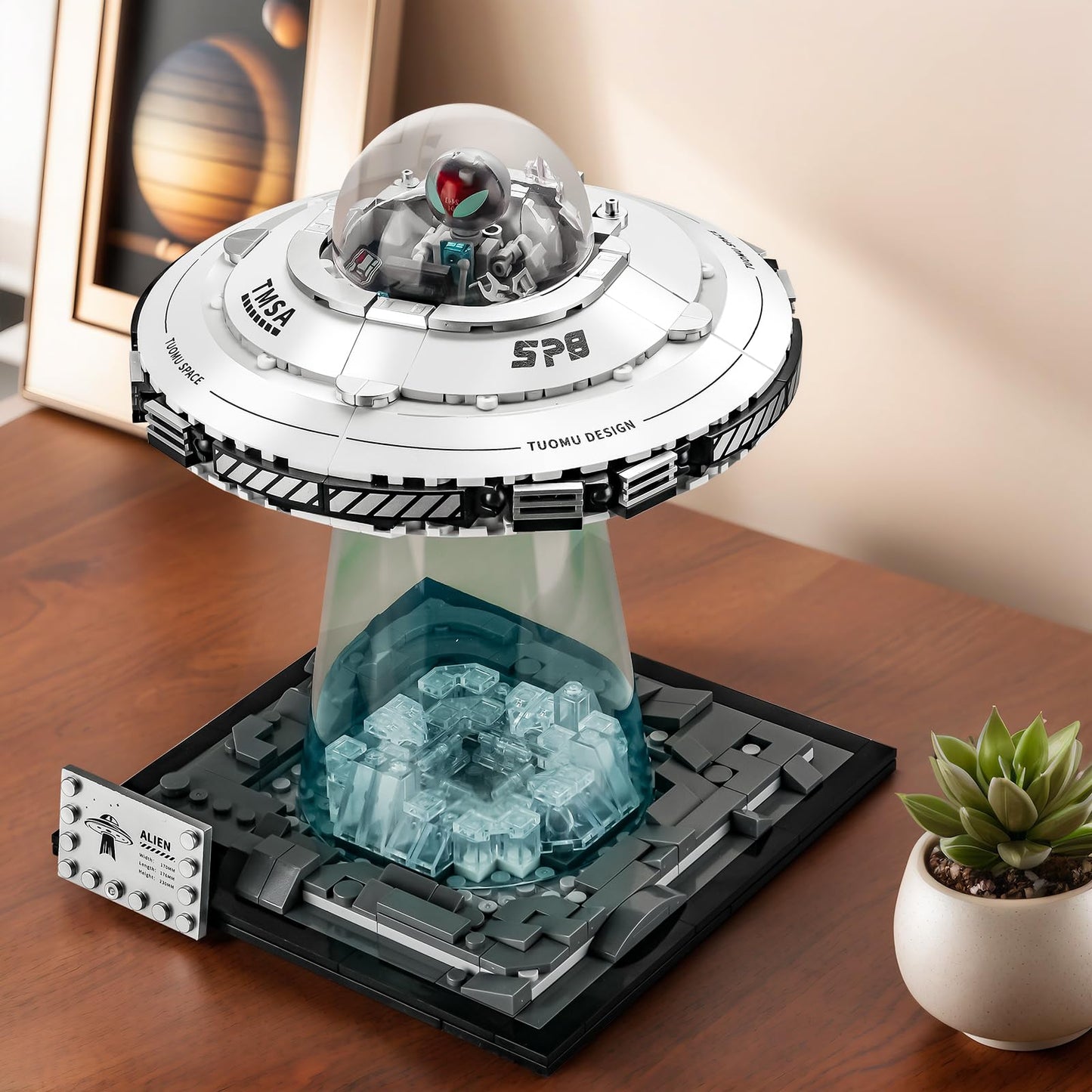 BNG UFO Space Building Blocks, UFO Toy Building Sets, Galaxy Star Spaceship Building Kit, Home Office Decor, Creative Gift for Girls and Boys 8-14