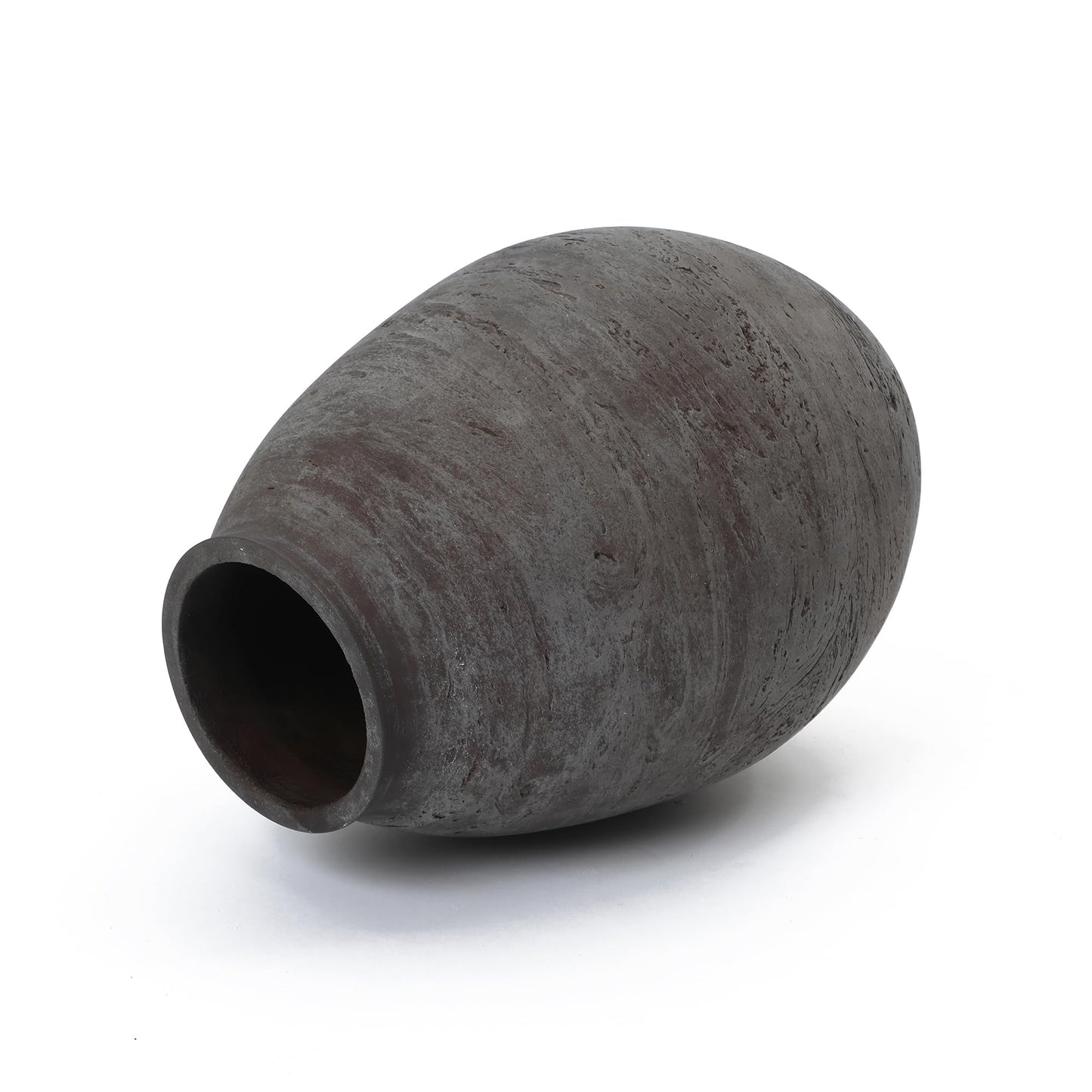 LuxenHome 13" Cement Large Floor Vase, Antique Brown Rustic Vases, Decorative Terracotta Vases Home Decor, Farmhouse Pottery Home Accent