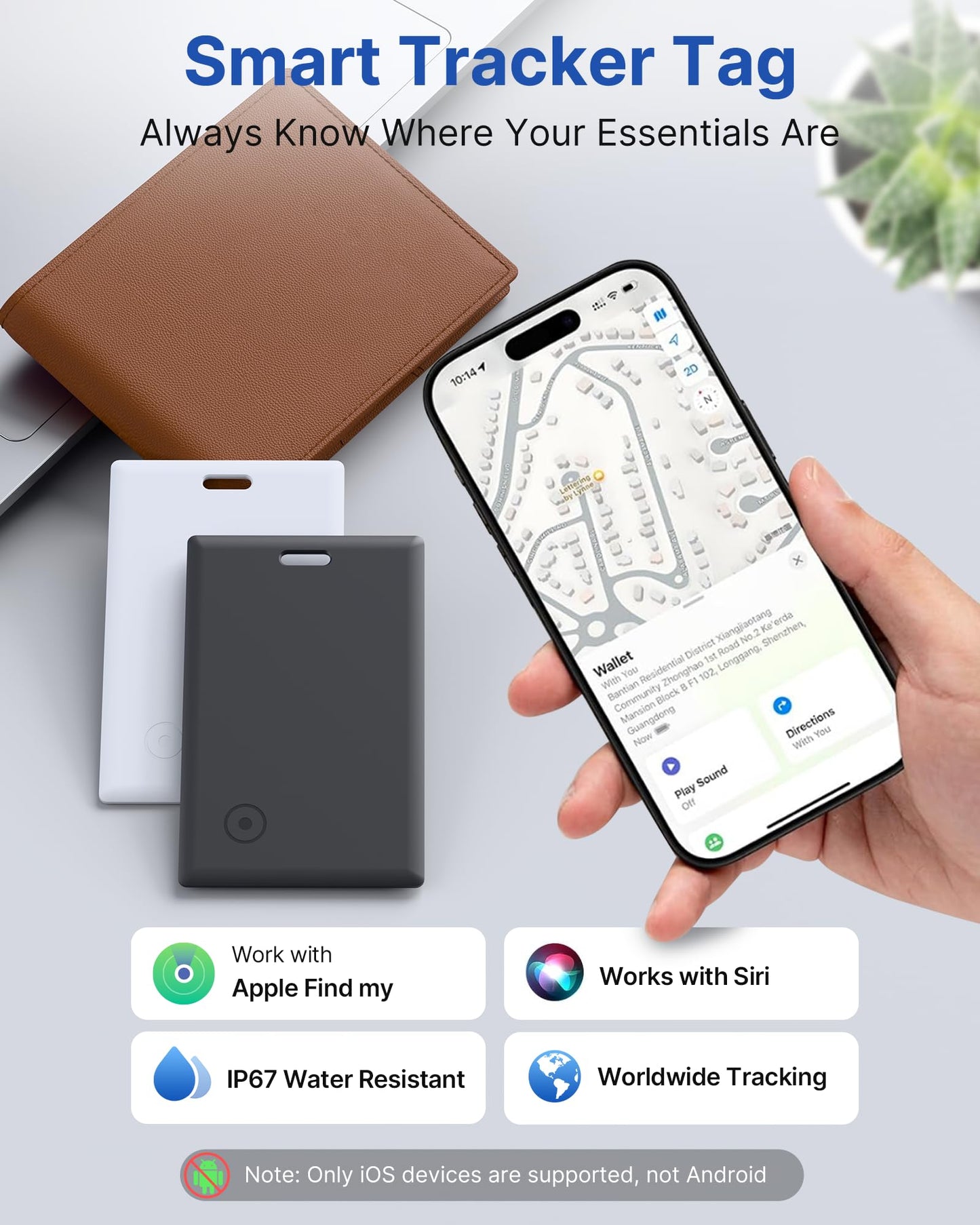 Wallet Tracker:2026 Tracker Card for iPhone & Apple Find My - Card Locator (2-Pack) for Keys, Wallet, & Bags, Long-Lasting Battery, Lost Mode & Alerts