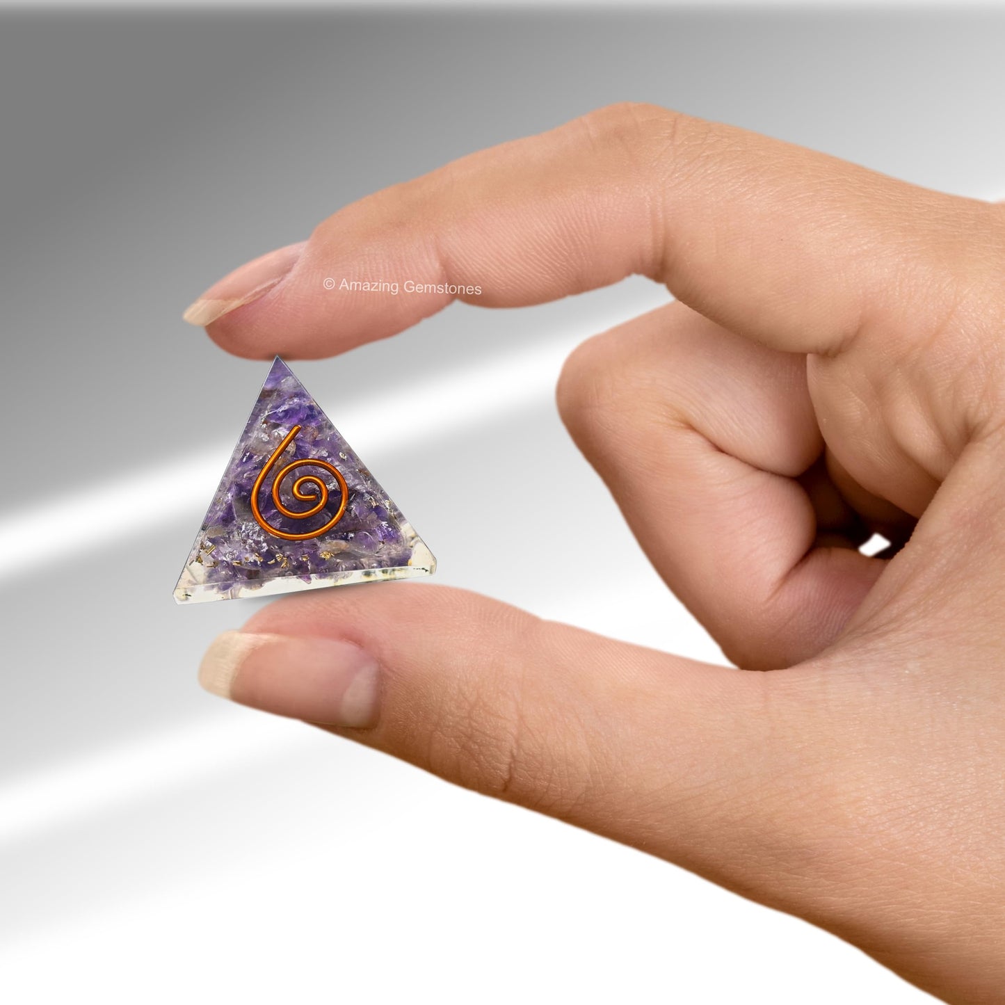 Amazing Gemstone Amethyst Orgone Pyramid - 30mm Small Orgonite Pyramids with Crystals and Healing Stones - Authentic Organite Gifts